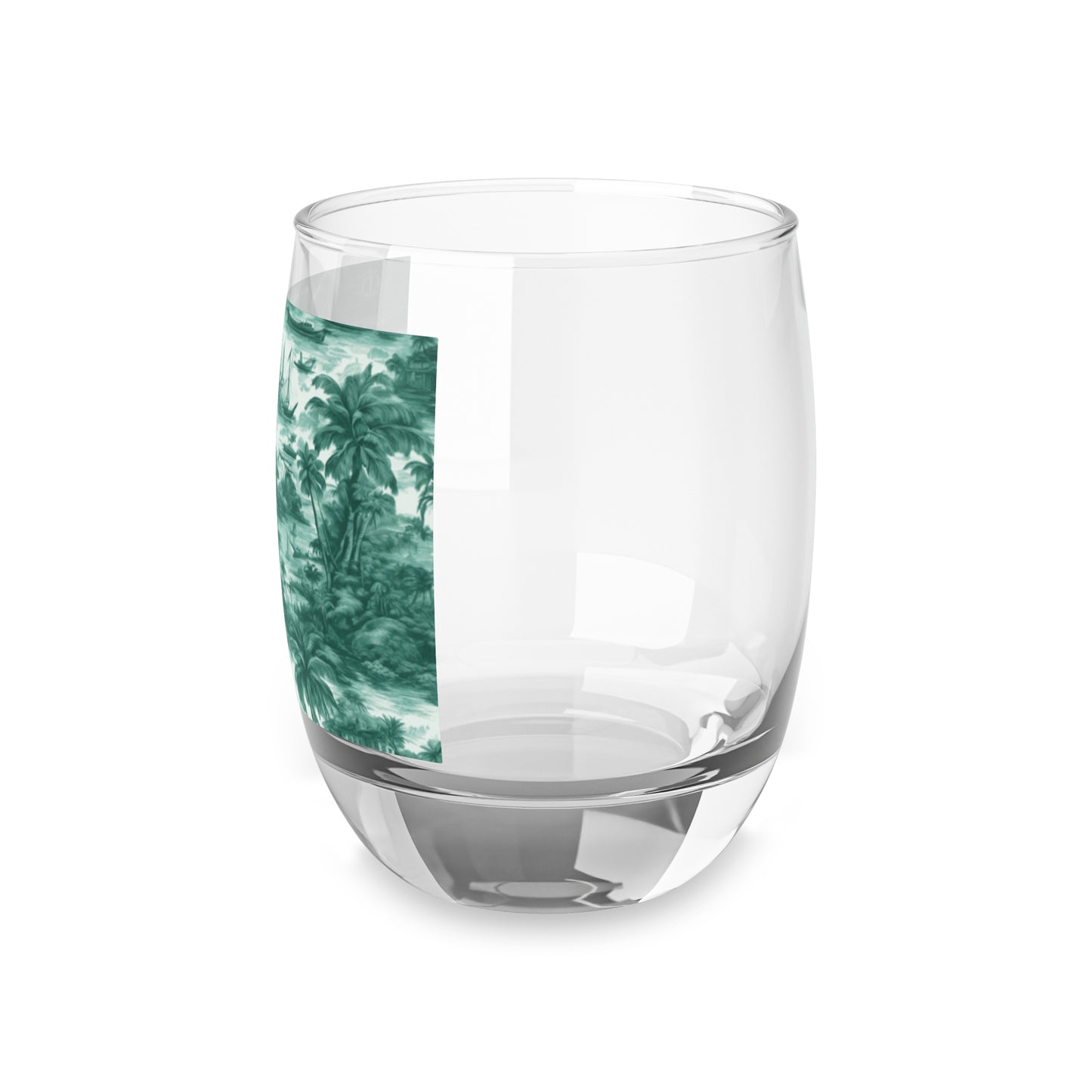 Whiskey Glass, Tropical Toile #1, Evergreen