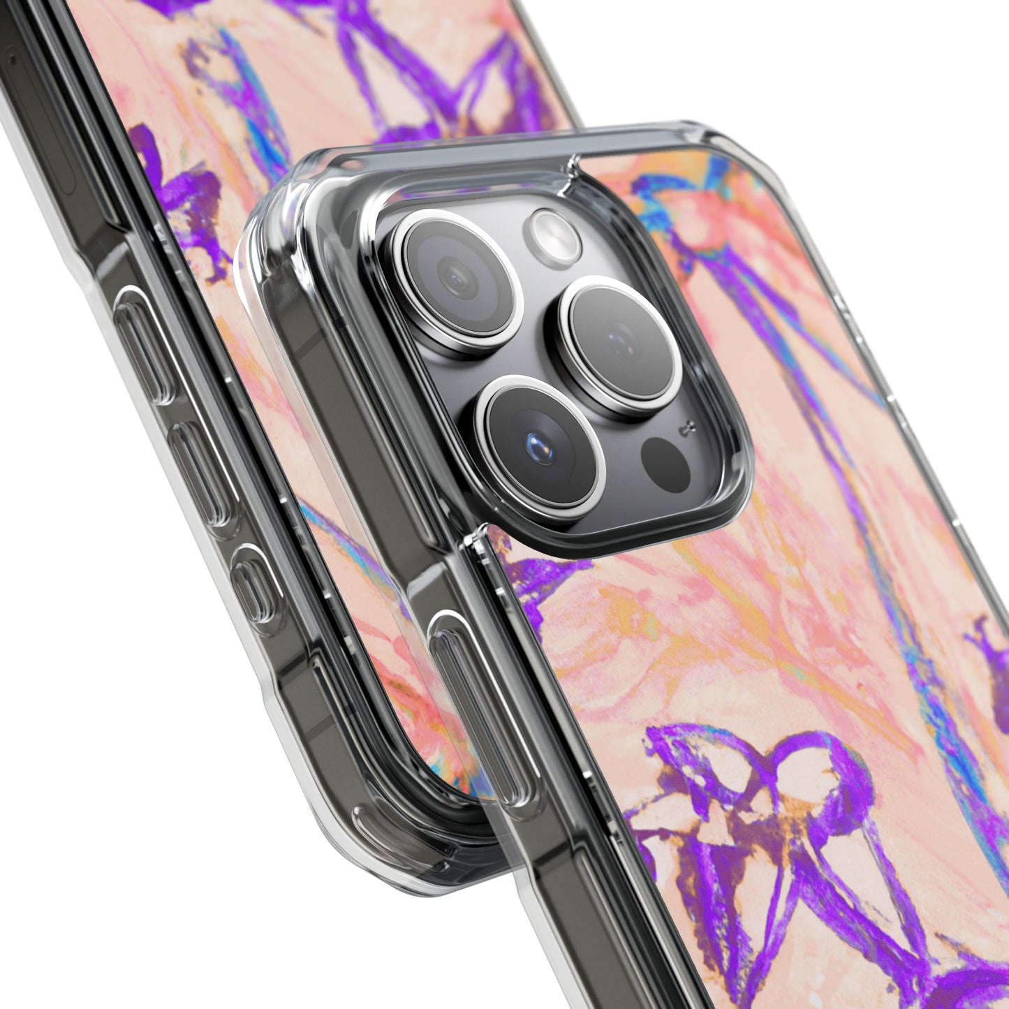 Tropical Doodles/Peach Magnetic Clear Phone Case, Many Models