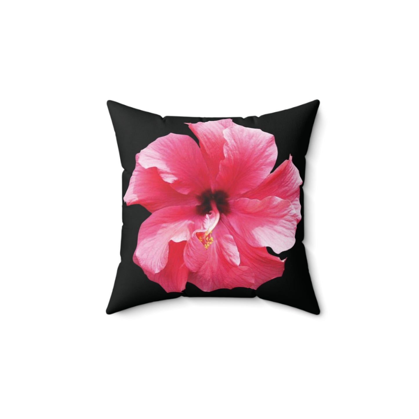 Decorative Pillow - Accent Cushion, 4 Sizes / Photo Pink Hibiscus, Black