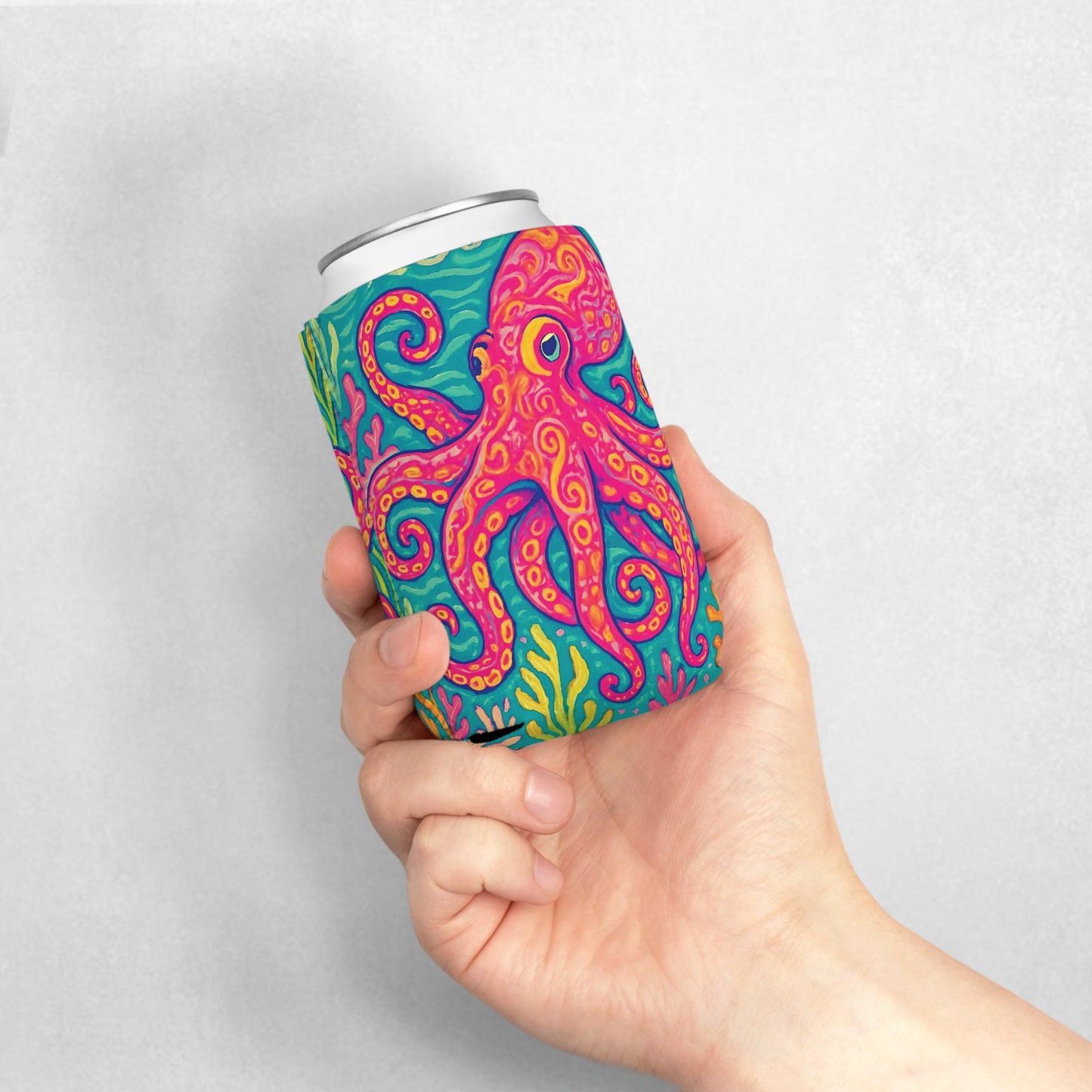 Octopus Kraken Joe/Red Can Cooler Sleeve - Perfect for Outdoor Picnics