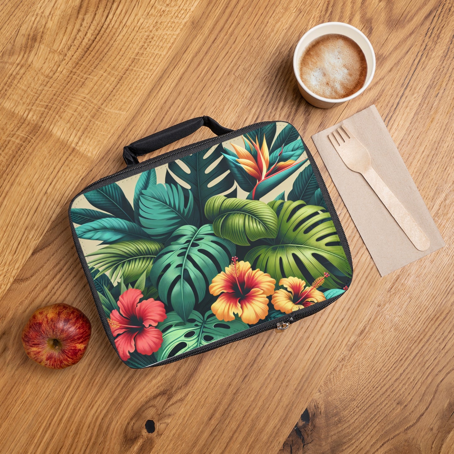 Rainforest Flora and Fauna Lunch Bag - Eco-Friendly Insulated Tote, Adult and Child Lunchbox / Perfect for Picnics, Beach Outings