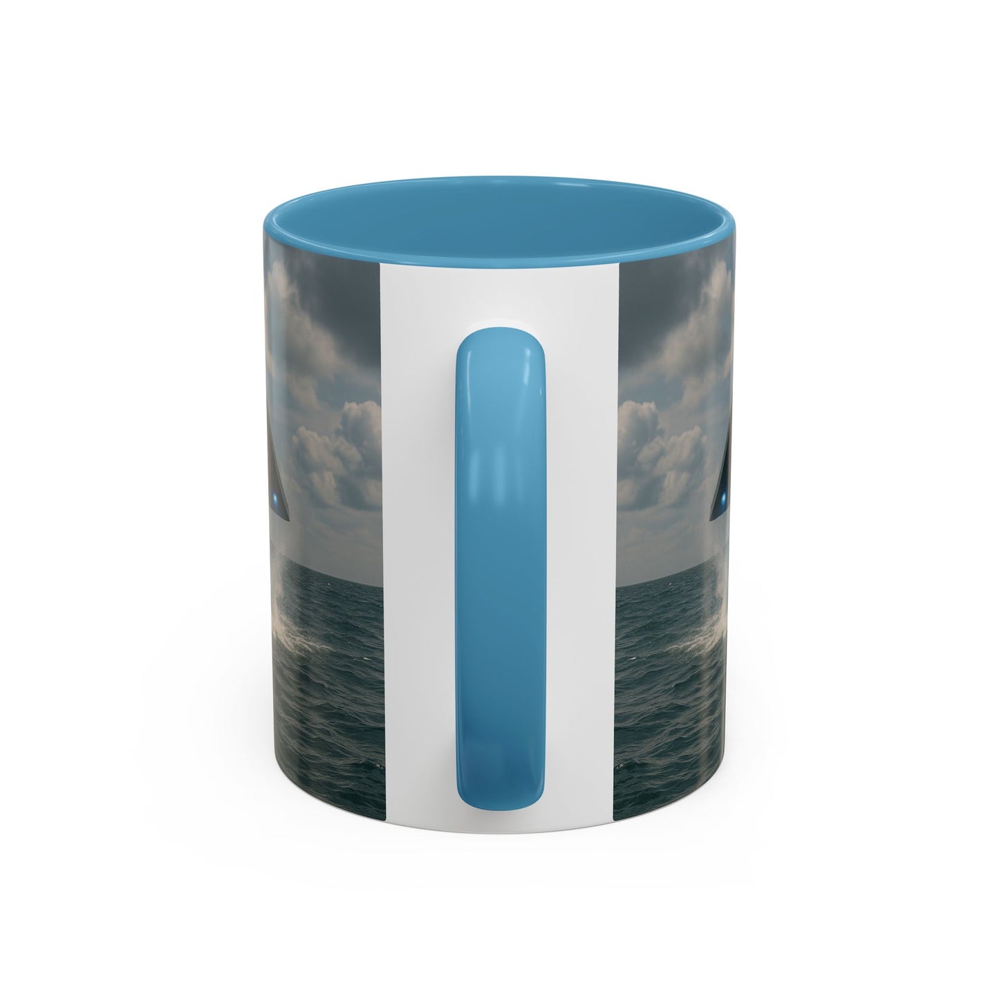 Accent Coffee Mug (11, 15oz), 8 Colors - UFO and Dolphin