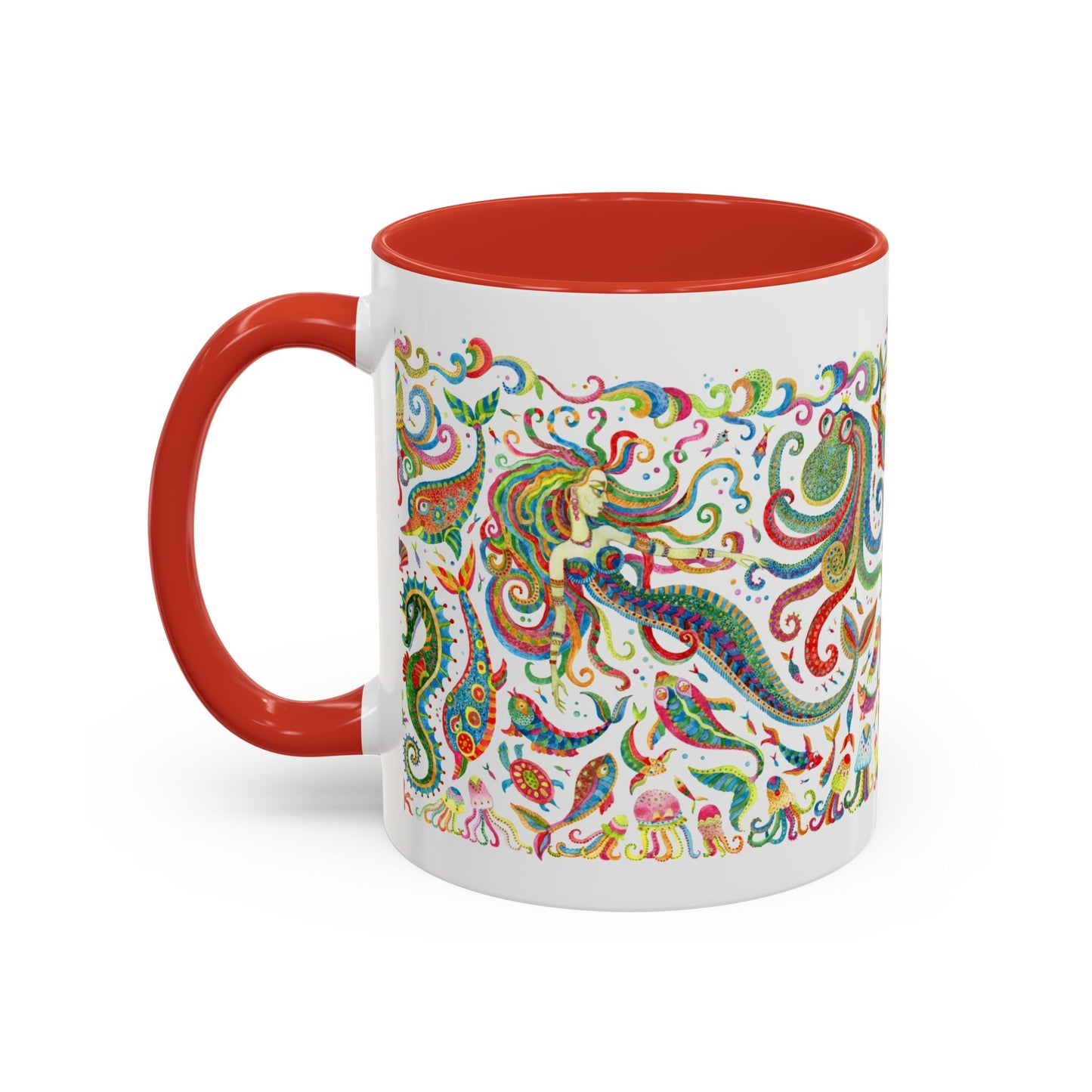 Accent Coffee Mug | Tropical-Inspired Drinkware / Colorful Mermaid Kingdom