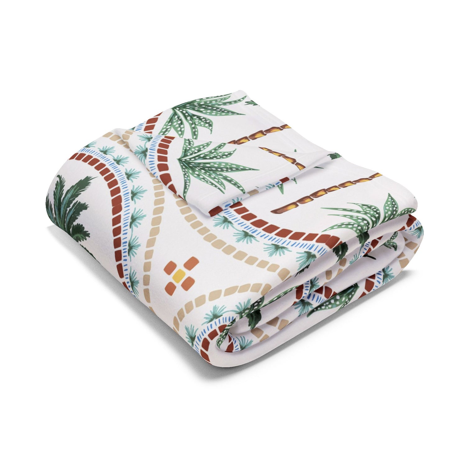 Mosaic Palms Fleece Blanket - Colorful Tropical Design