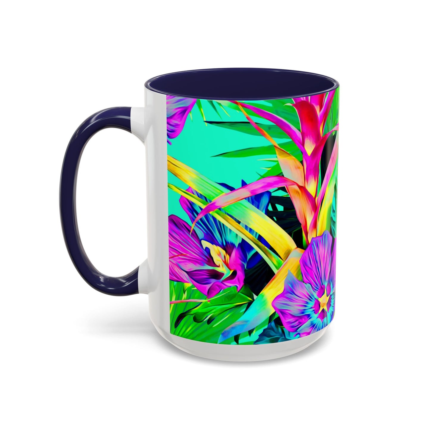 Accent Coffee Mug (11, 15oz), Plant Palooza, turquoise / Various Colors