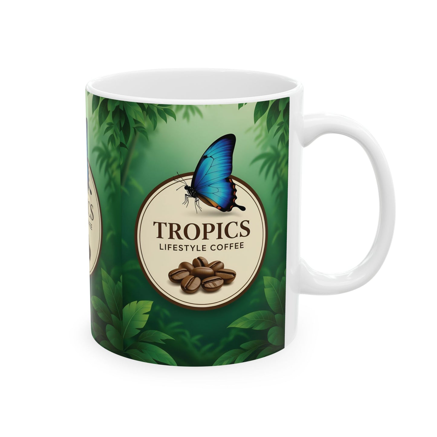 Ceramic White Mug - Tropics Lifestyle Coffee Butterfly