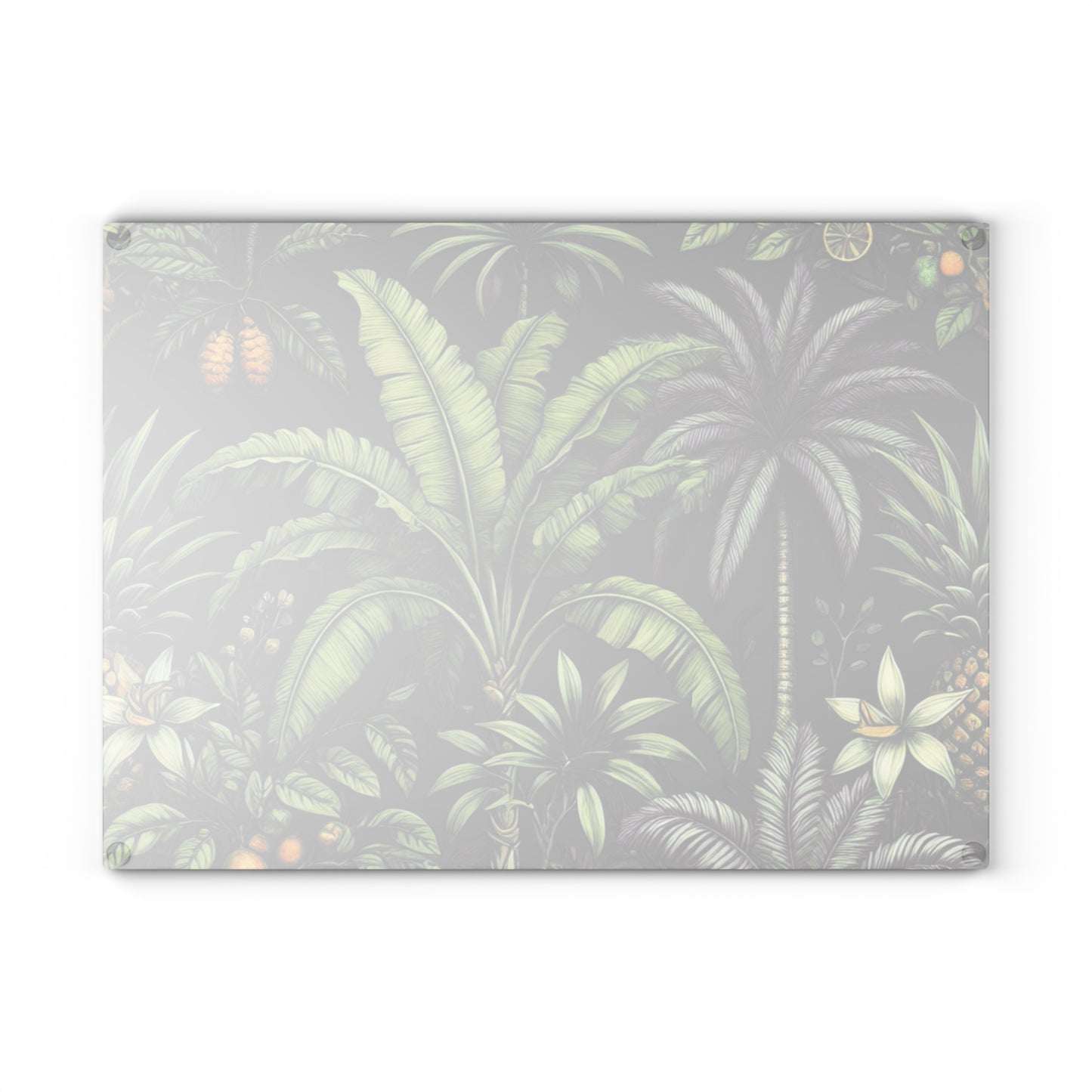 Glass Cutting Board, 2 sizes - Tropical Fruit, Black