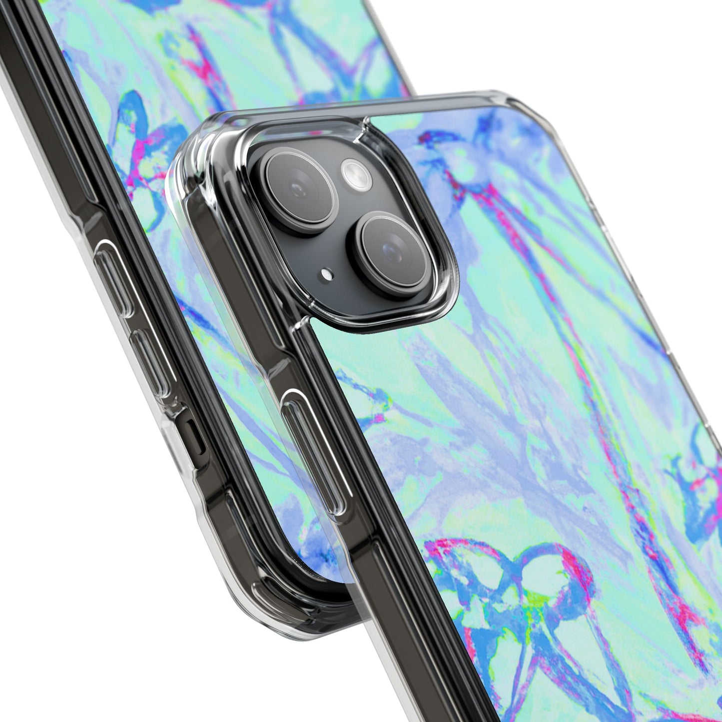 Tropical Doodles/Blue Magnetic Clear Phone Case, Many Models