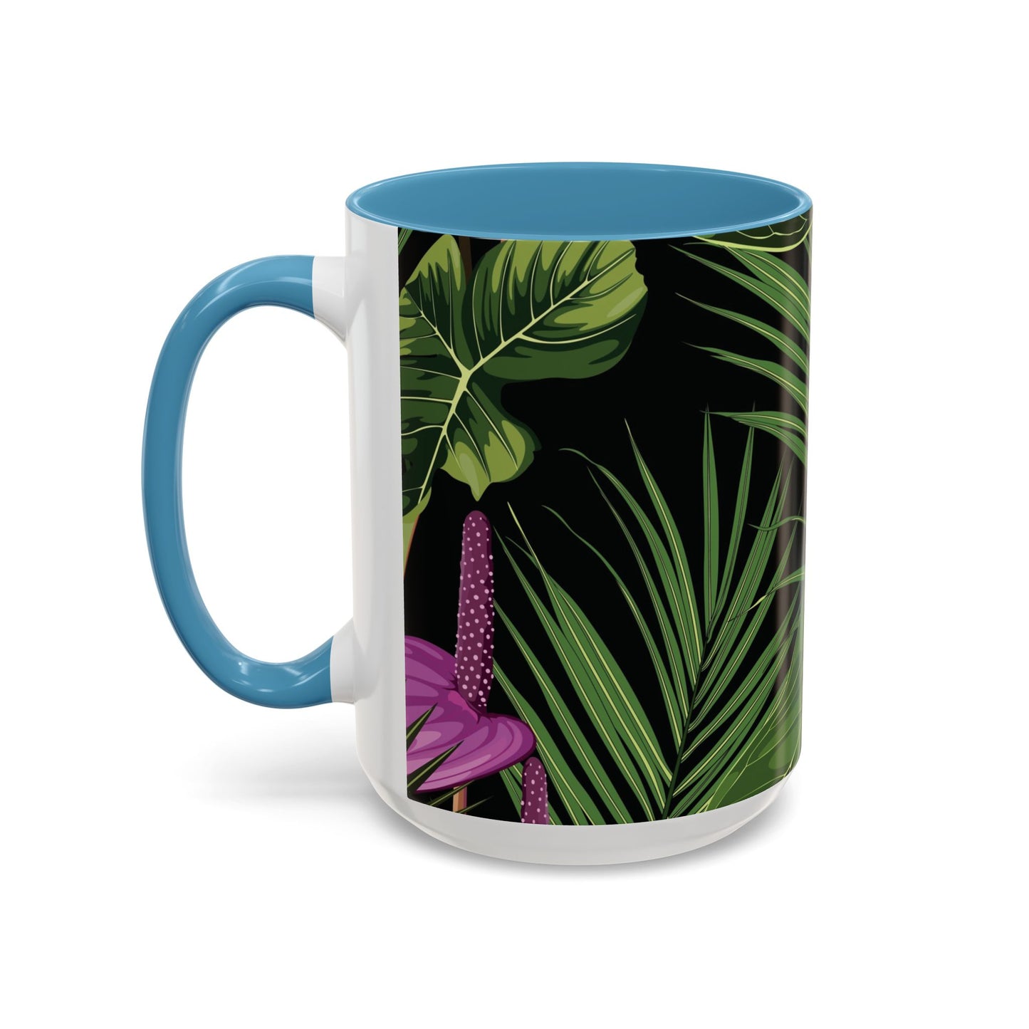 Accent Coffee Mug - Fun Tropical Drinkware for Flower Vibes /Anthurium and Palm