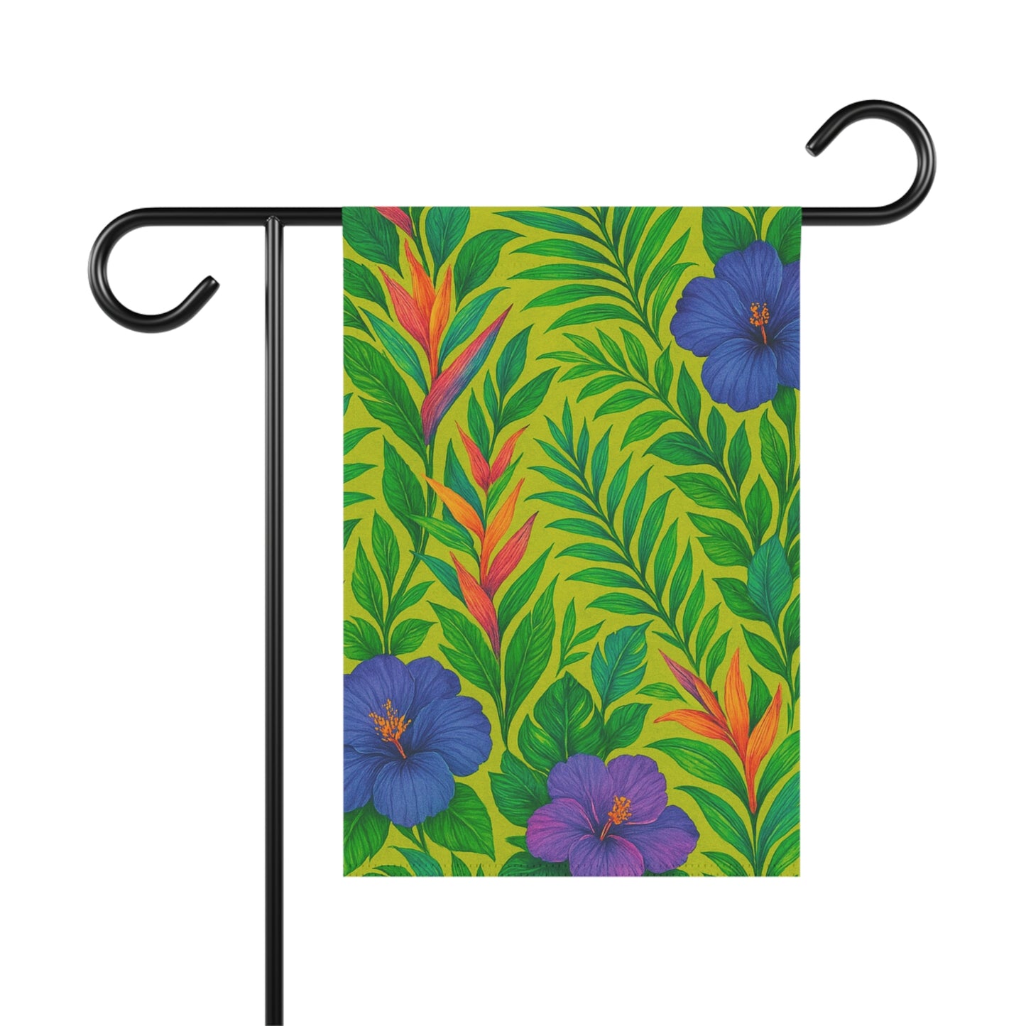Tropical Garden Flag - Perfect for Outdoor Decor / Midnight Flower, Lime