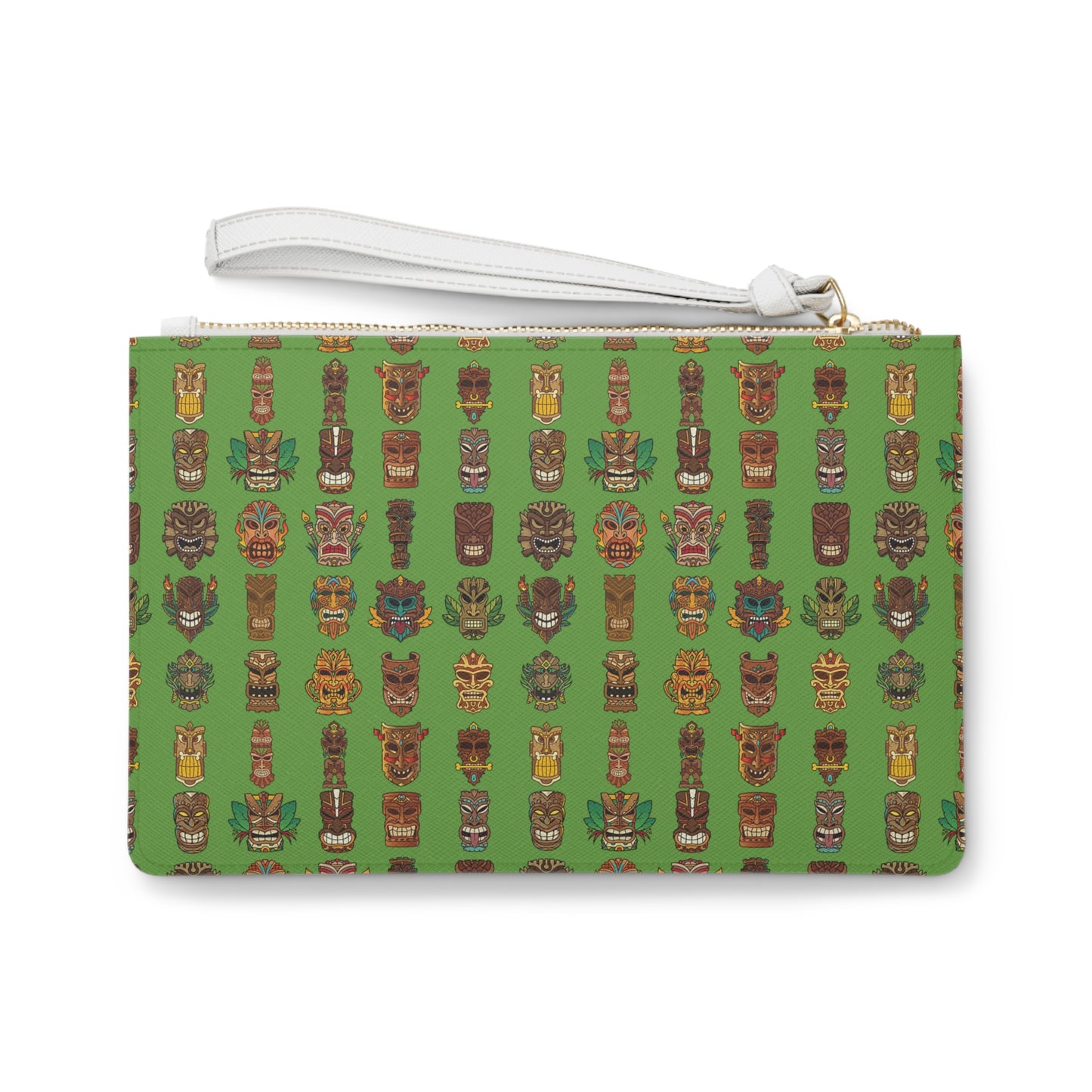 Tropical Faux Leather Clutch Bag - Perfect for Beach Adventures & Summer Vacations / Tiny Tiki Dudes, Green