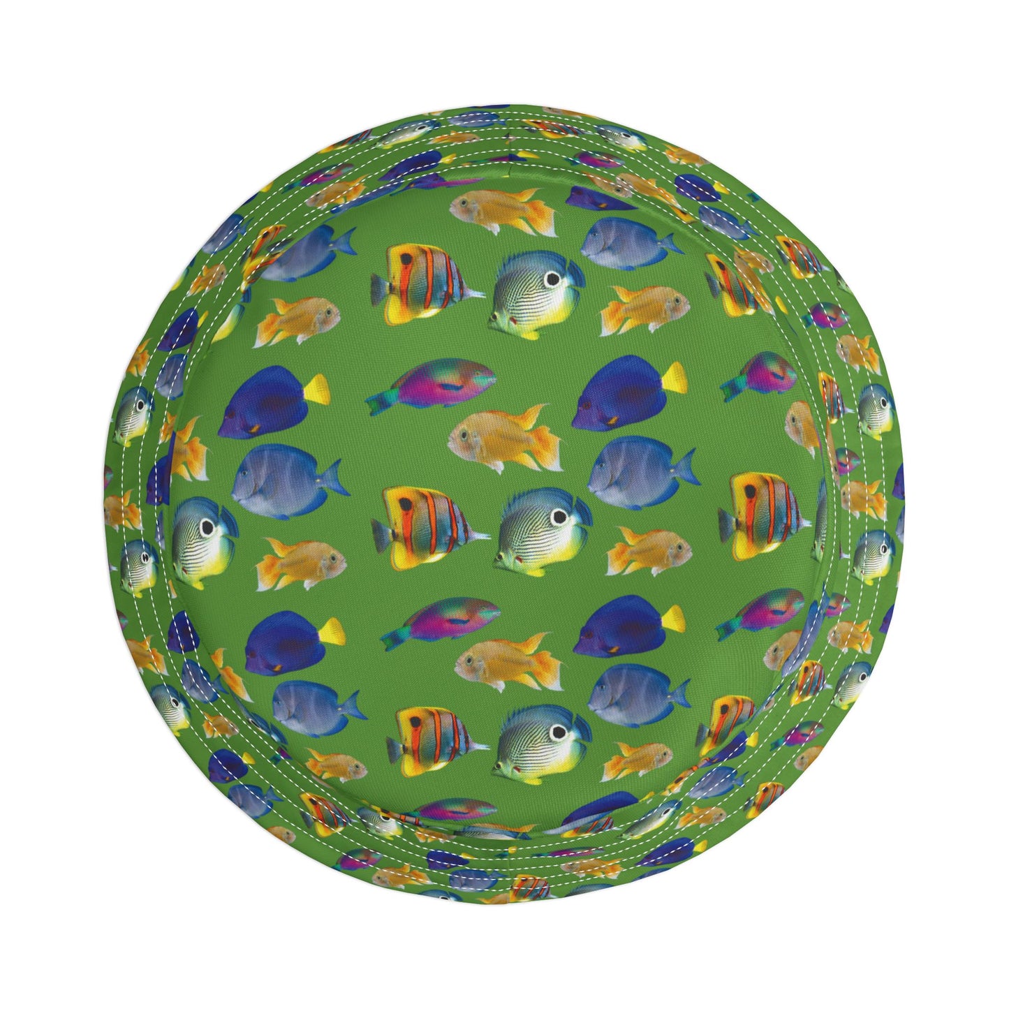 Tropical Polyester Bucket Hat, 2 Sizes - School of Fish / Light Green