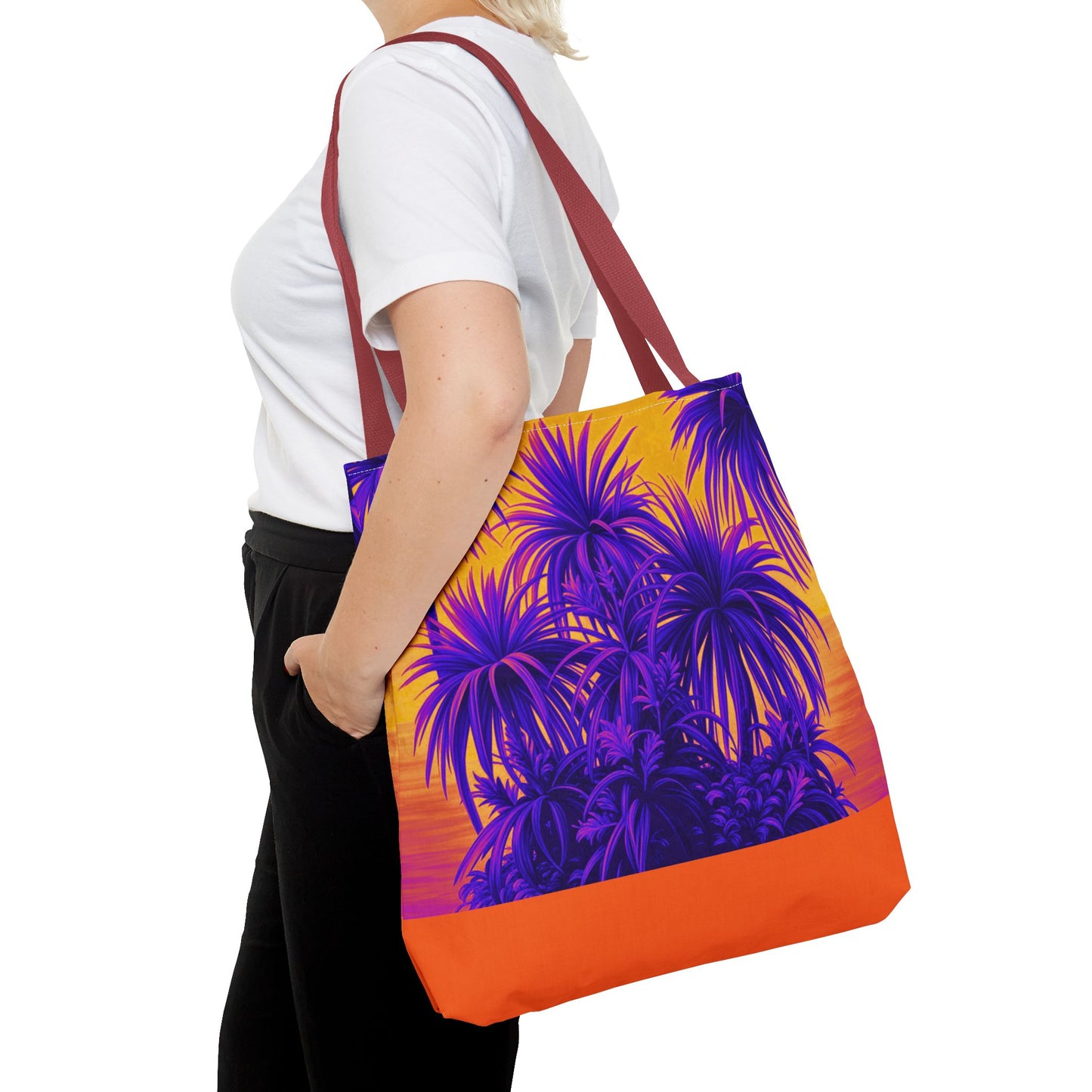 Tiny Palm Island Pop/Orange Tote Bag - 3 Sizes