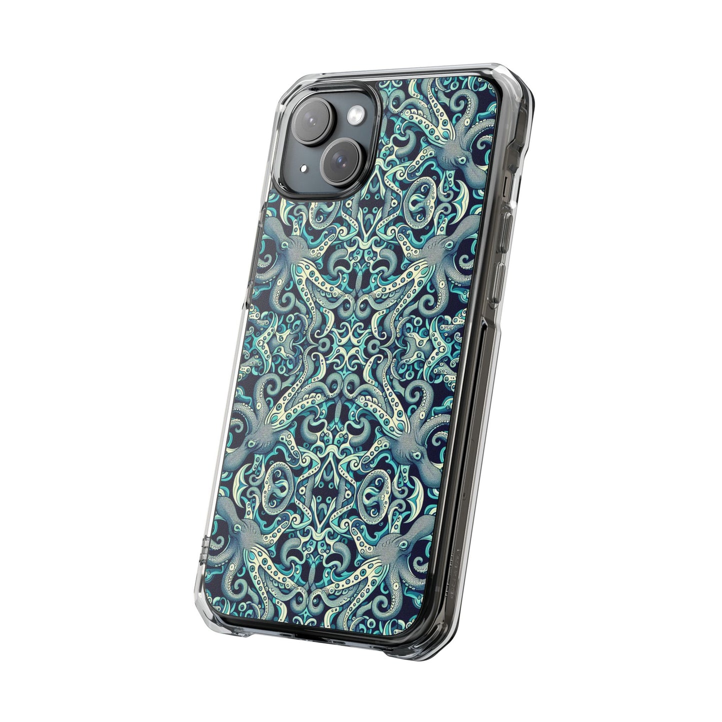 Twisted Aqua Octopus Magnetic Clear Phone Case, Many Models