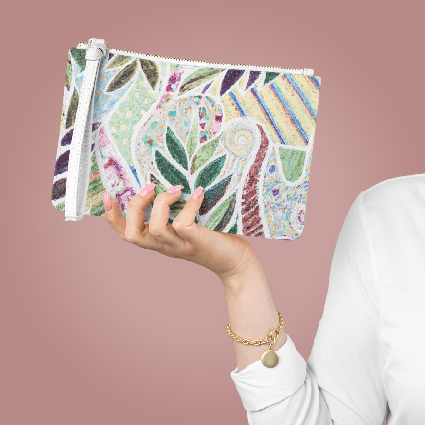 Tropical Faux Leather Clutch Bag - Perfect for Beach Adventures & Summer Vacations / Amazon Whimsy, Vintage