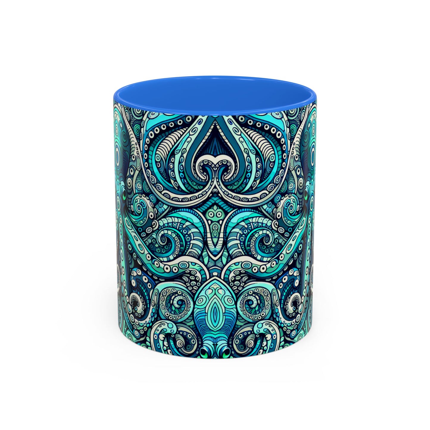 Accent Color Coffee Mug, Many Colors - 11oz & 15oz / Aqua Octopus