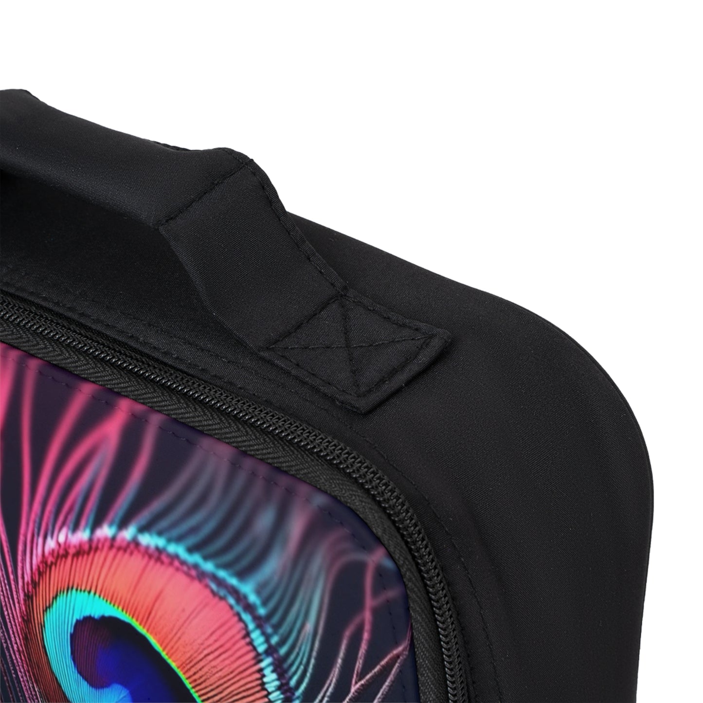 Peacock Eye Feather/Magenta Lunch Bag - Eco-Friendly Insulated Tote, Adult and Child Lunchbox / Perfect for Picnics, Beach Outings