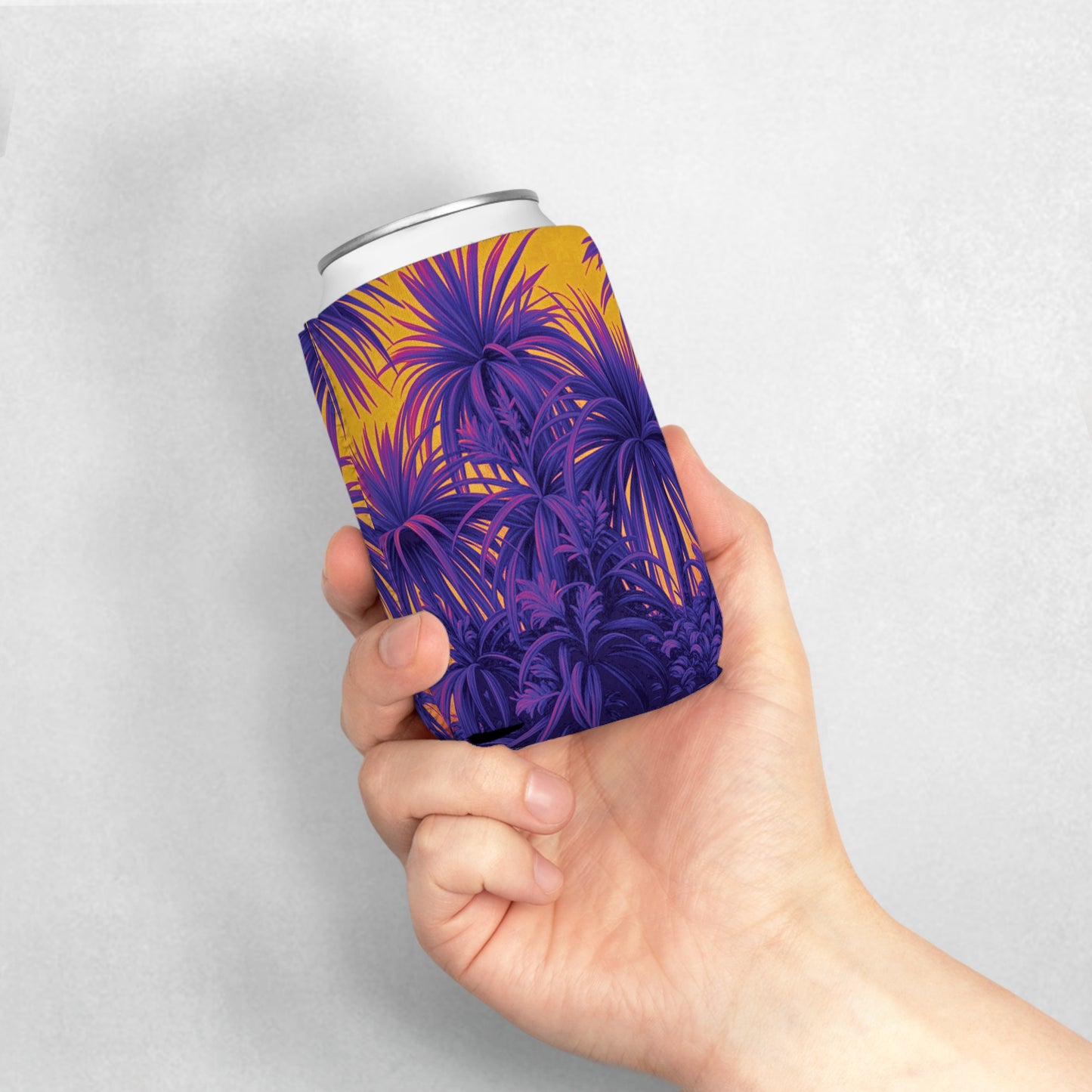 Tiny Palm Island/Pop Can Cooler Sleeve - Perfect for Outdoor Picnics