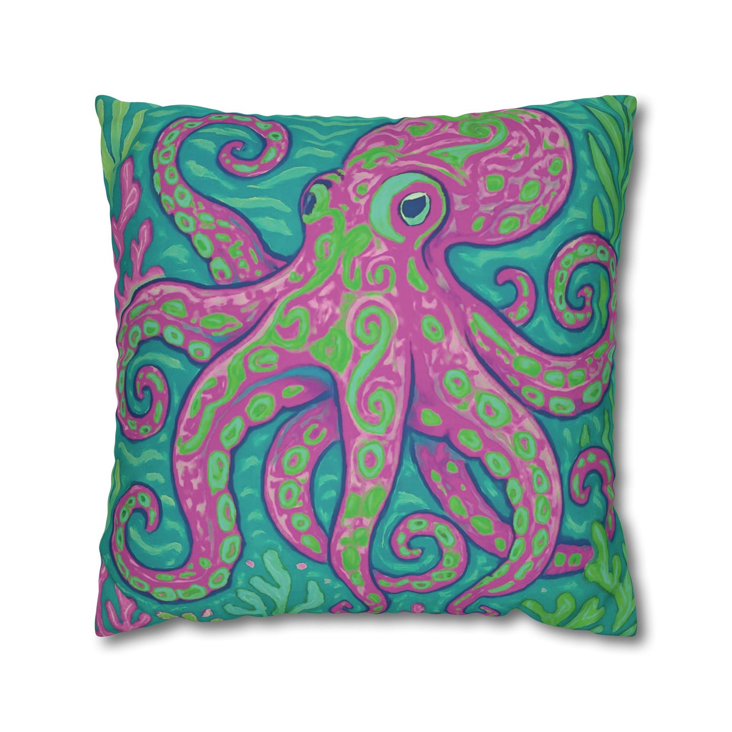 Faux Suede Square Pillowcase - Purple Kraken Joe