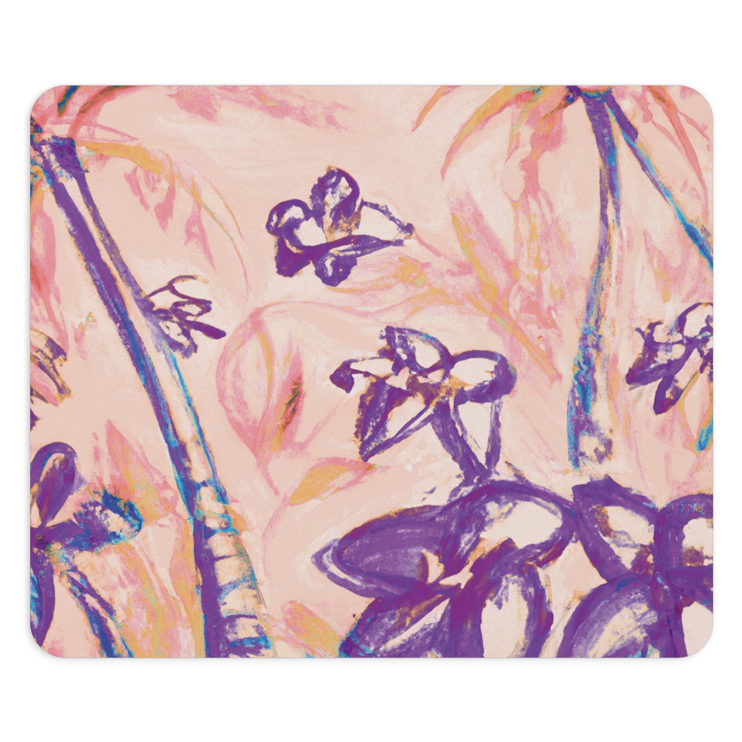 Rainforest Mouse Pad, 2 Shapes - Beach Vibes for Home Office & Gamer / Tropical Doodles, Peach