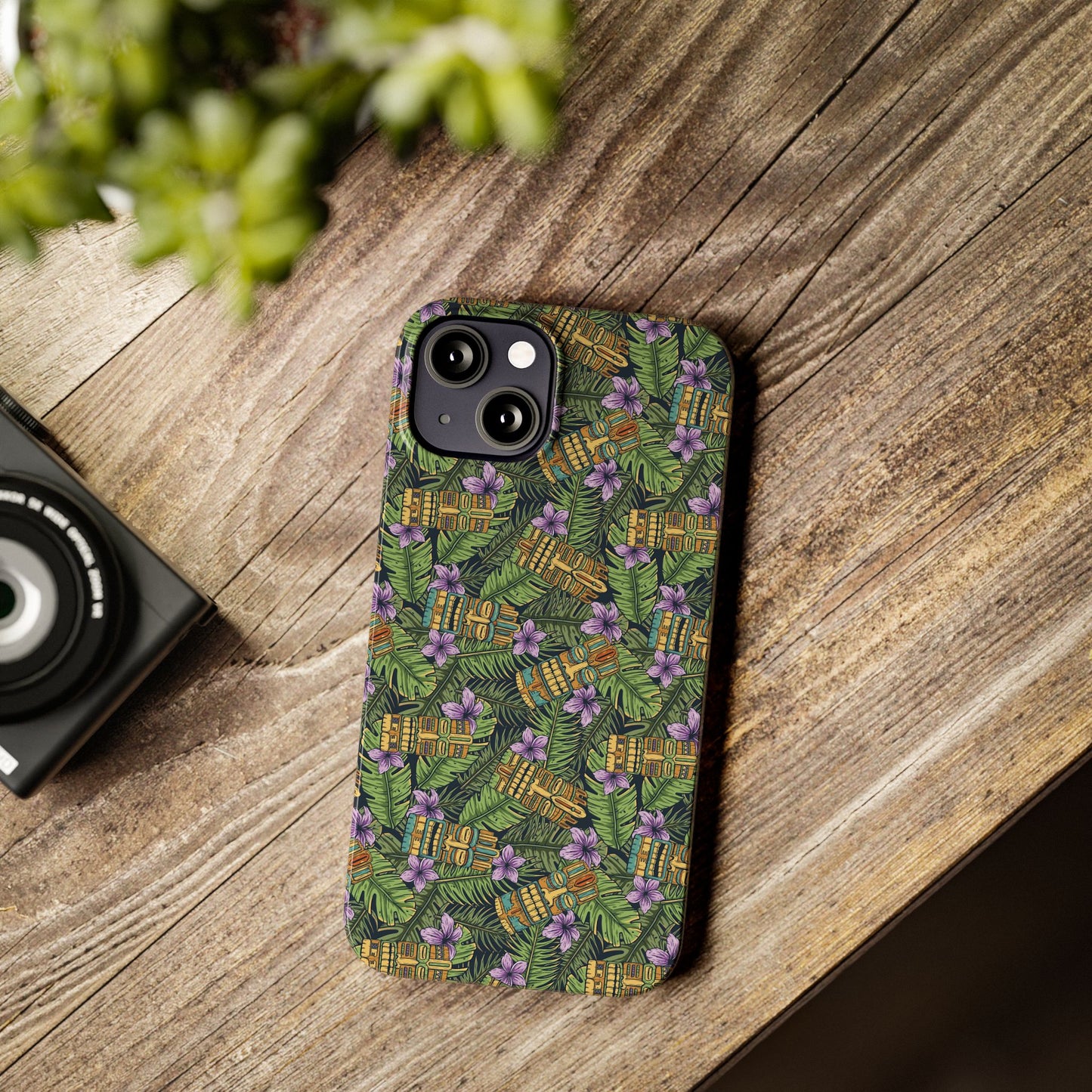 Slim Phone Cases - Tiki Purple Greenery