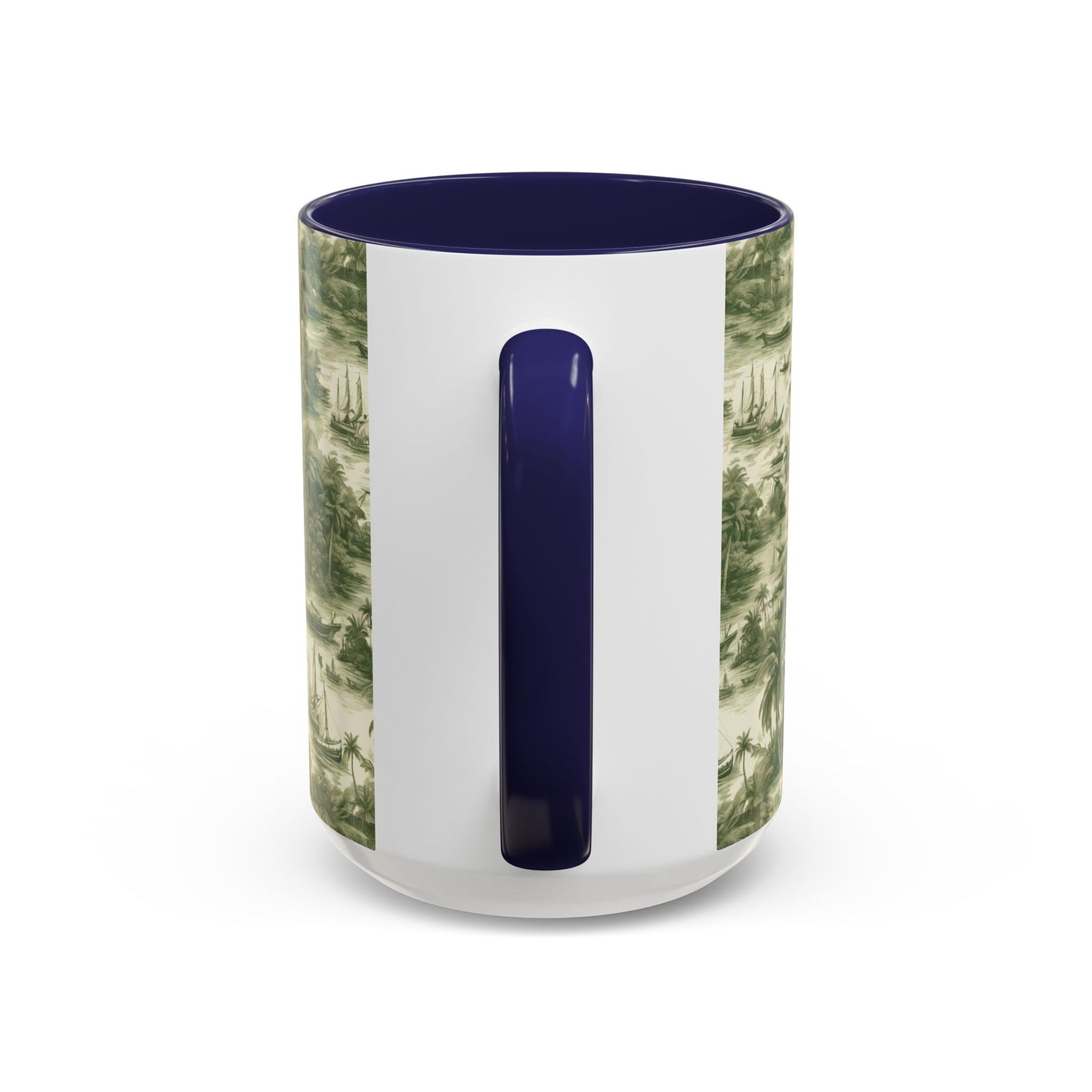 Accent Coffee Mug (11, 15oz), 8 Colors - Tropical Toile #1, evergreen