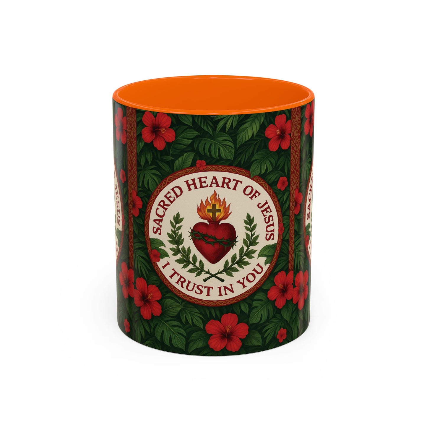 Religious Accent Color Coffee Mug (11, 15oz) / Sacred Heart of Jesus Prayer, Various Colors