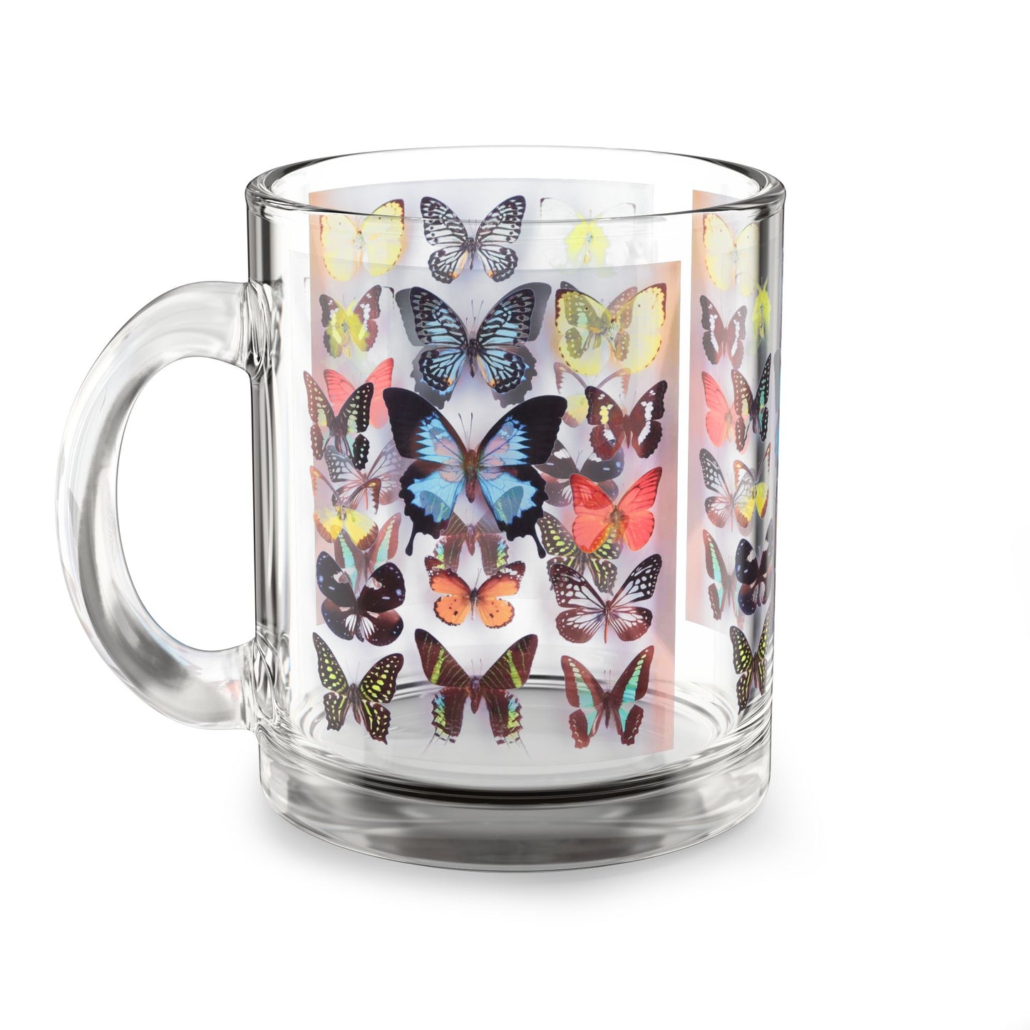 Tropical Glass Mug - 10oz Coffee Cup / Butterfly Collection