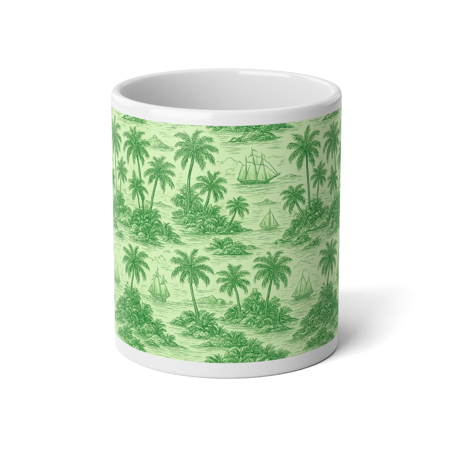 Jumbo Mug, 20oz, Faraway Toile Green | Tropical Coffee Cup