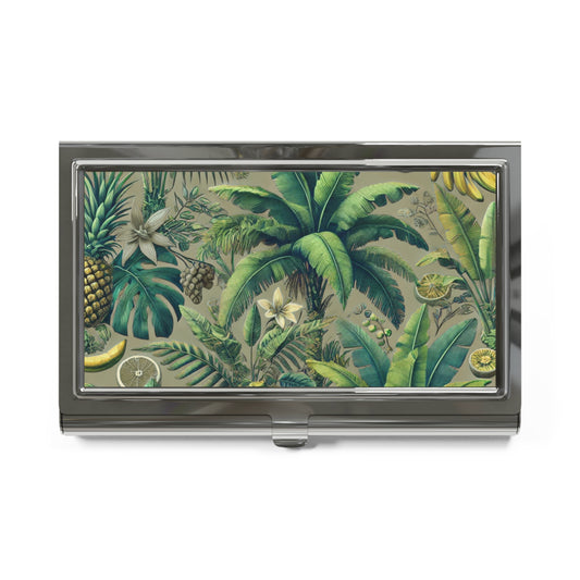 Business Card Holder/Case ~ Palms and More Tropical Fruit, Taupe