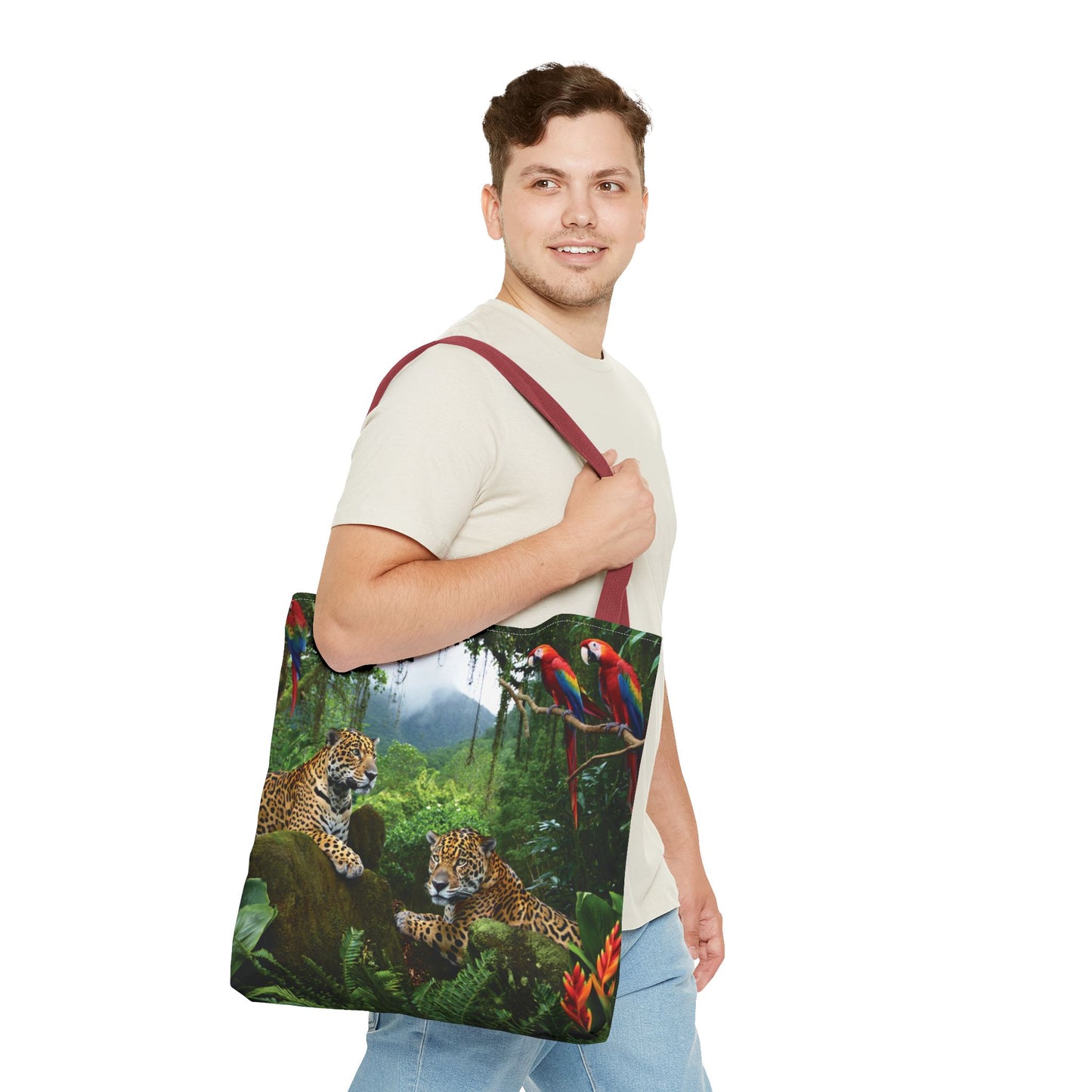 Jaguars and Parrots Tote Bag - 3 Sizes