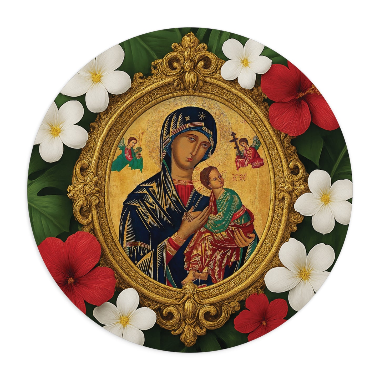 Religious Tropical Mouse Pad, 2 Shapes - Beach Vibes for Home Office & Gamer / Our Lady of Guadalupe