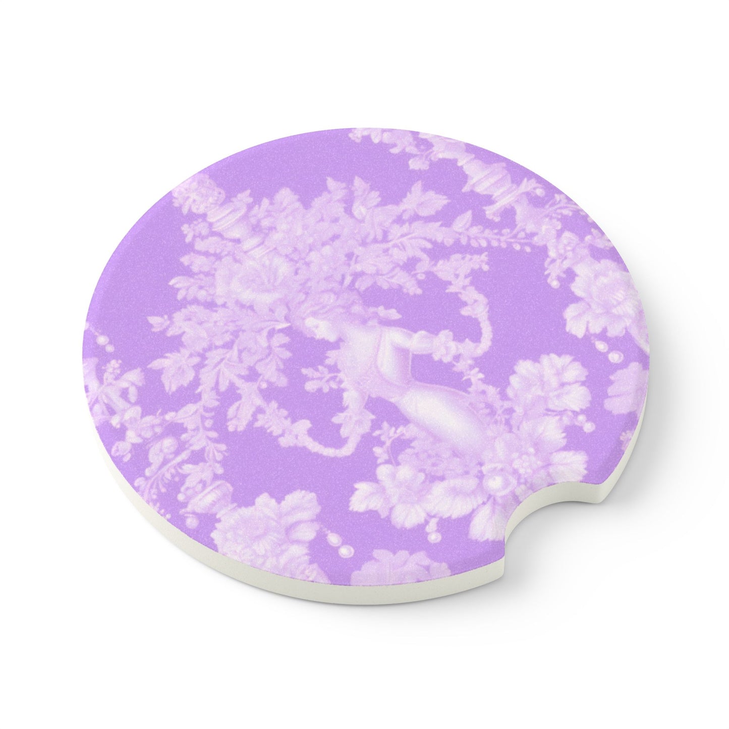 Soapstone Car Coaster - Pearl Lady Toile, purple