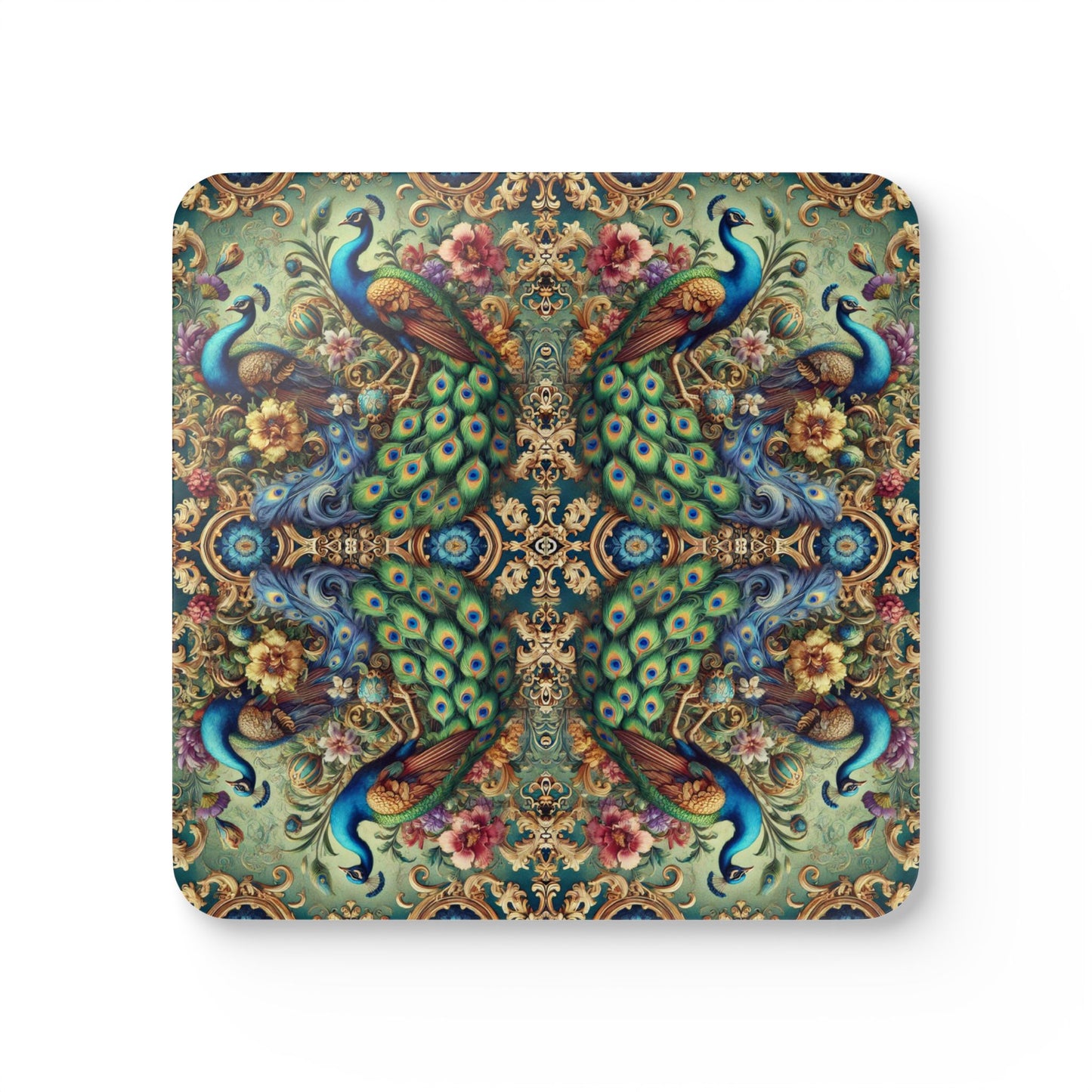 Four-piece Coaster Set - Kaleido Peacock RoyalsFour-piece