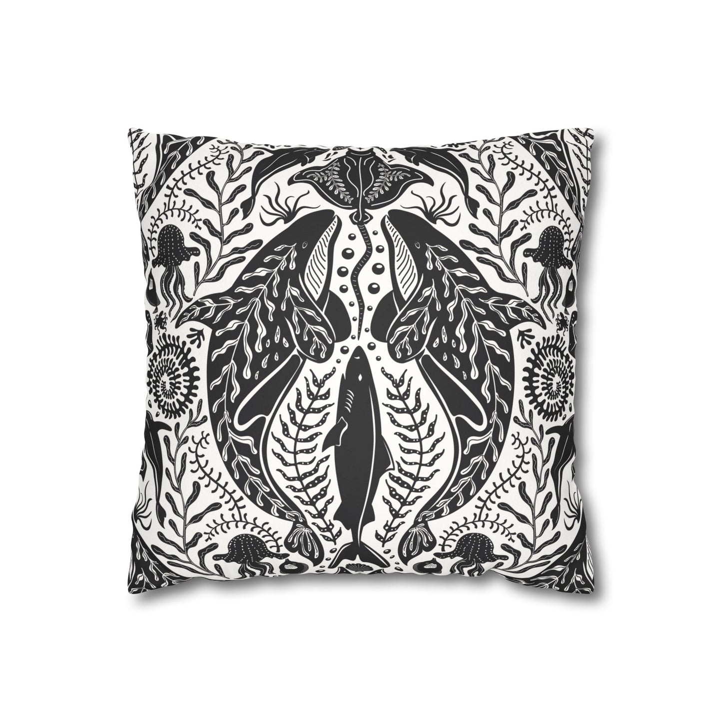 Faux Suede Square Pillowcase - Mystic Ocean, Black