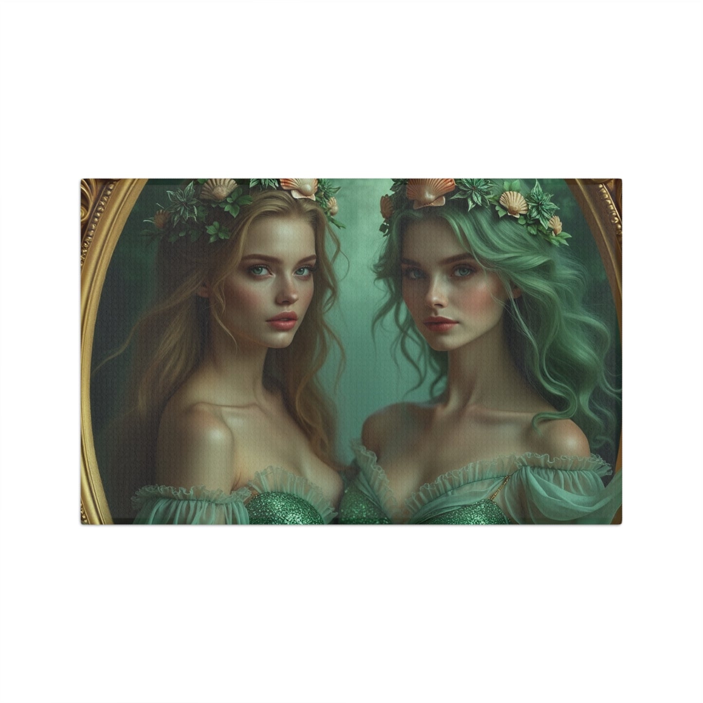 Microfiber Coffee/Tea Towel — Framed Mermaid Sisters