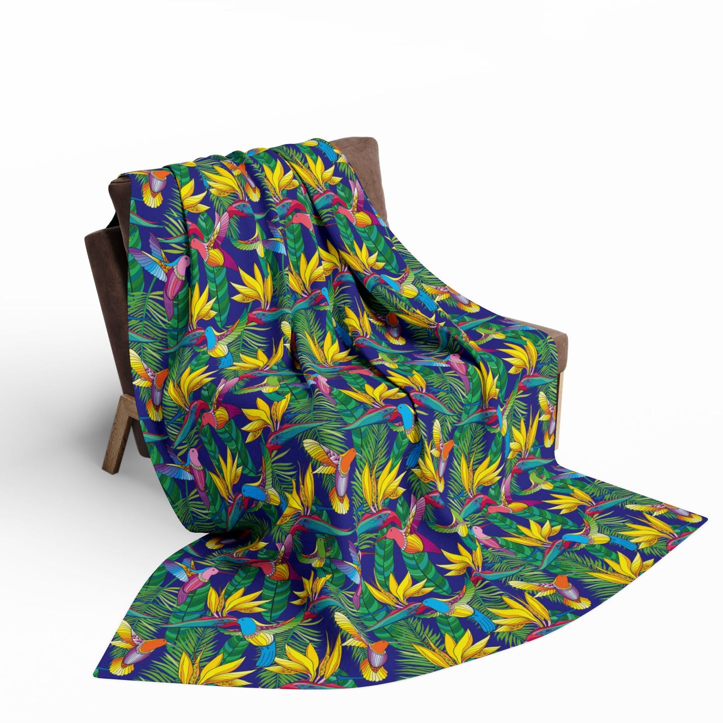 Bird of Paradise Fleece Blanket - Colorful Tropical Design