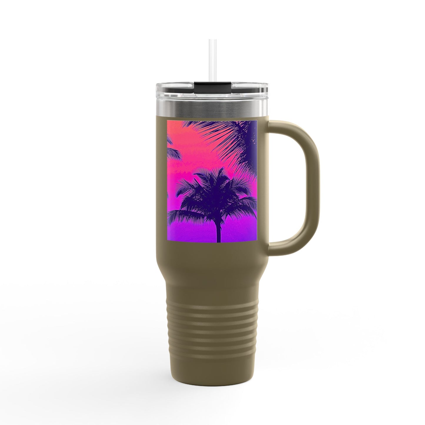 Insulated Travel Mug, 40oz / Palm Glow Pop - Perfect for Outdoor Adventures