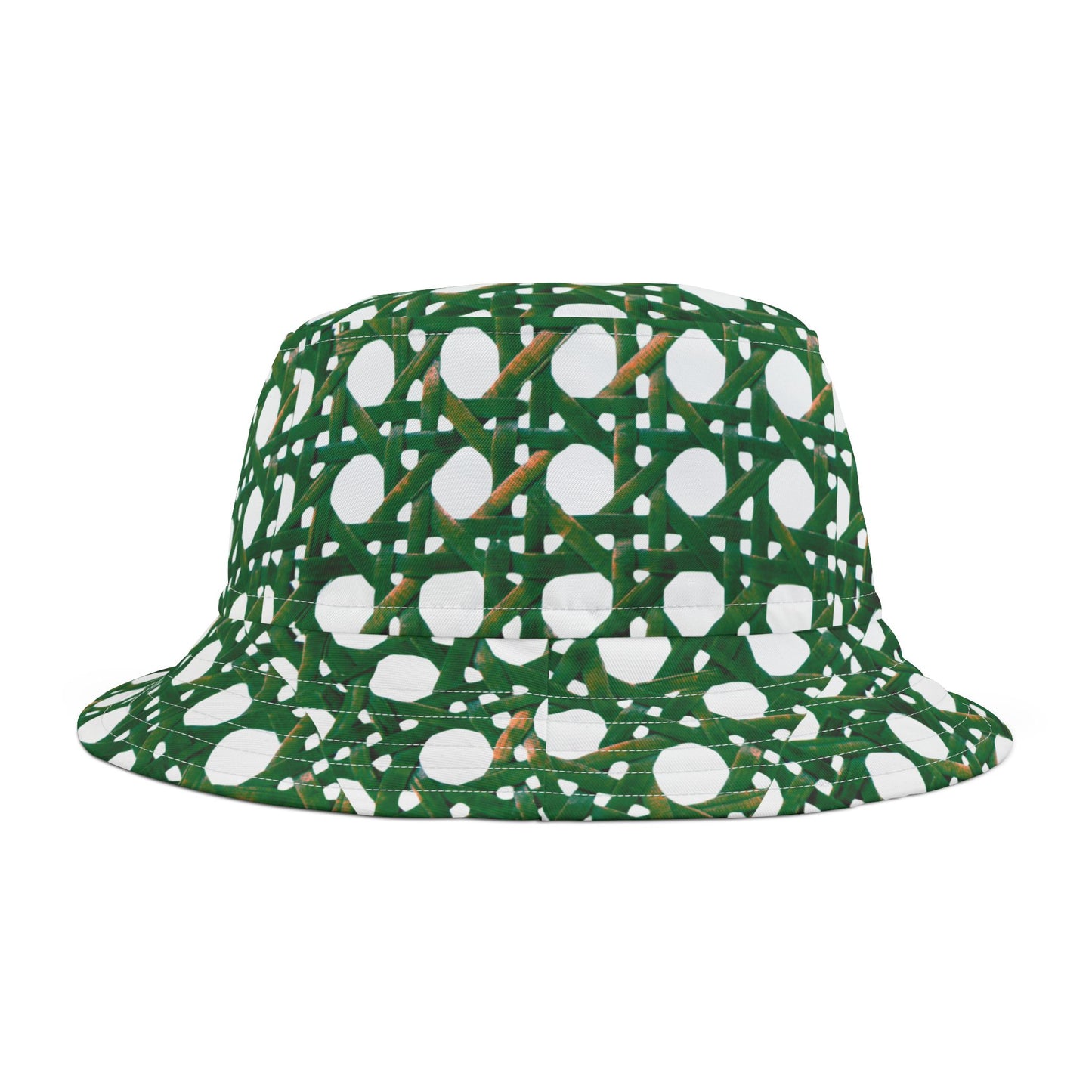 Green Wicker / Polyester Bucket Hat for Beach Lovers