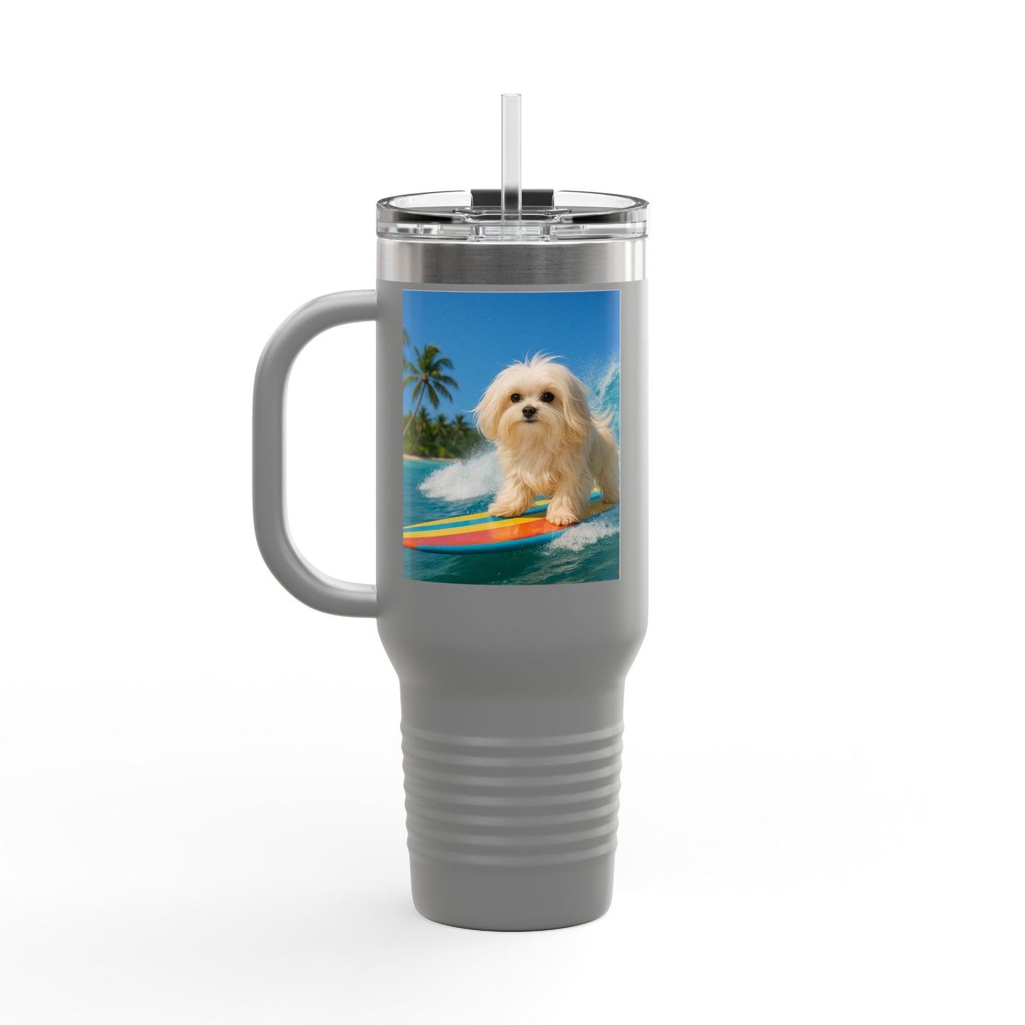 Puppy Ariel the Dog Surfer Insulated Travel Mug - 40oz - Perfect for Outdoor Adventures