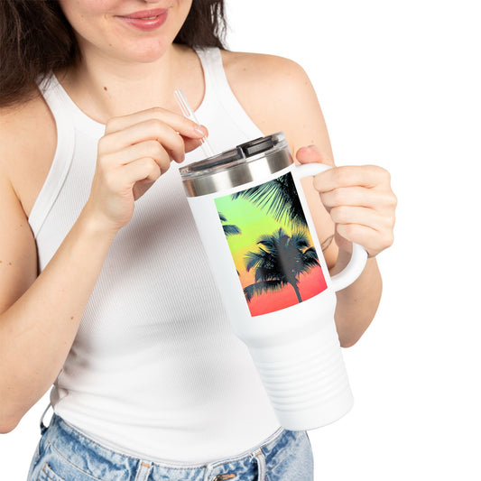 Insulated Travel Mug, 40oz / Palm Glow Sangria - Perfect for Outdoor Adventures