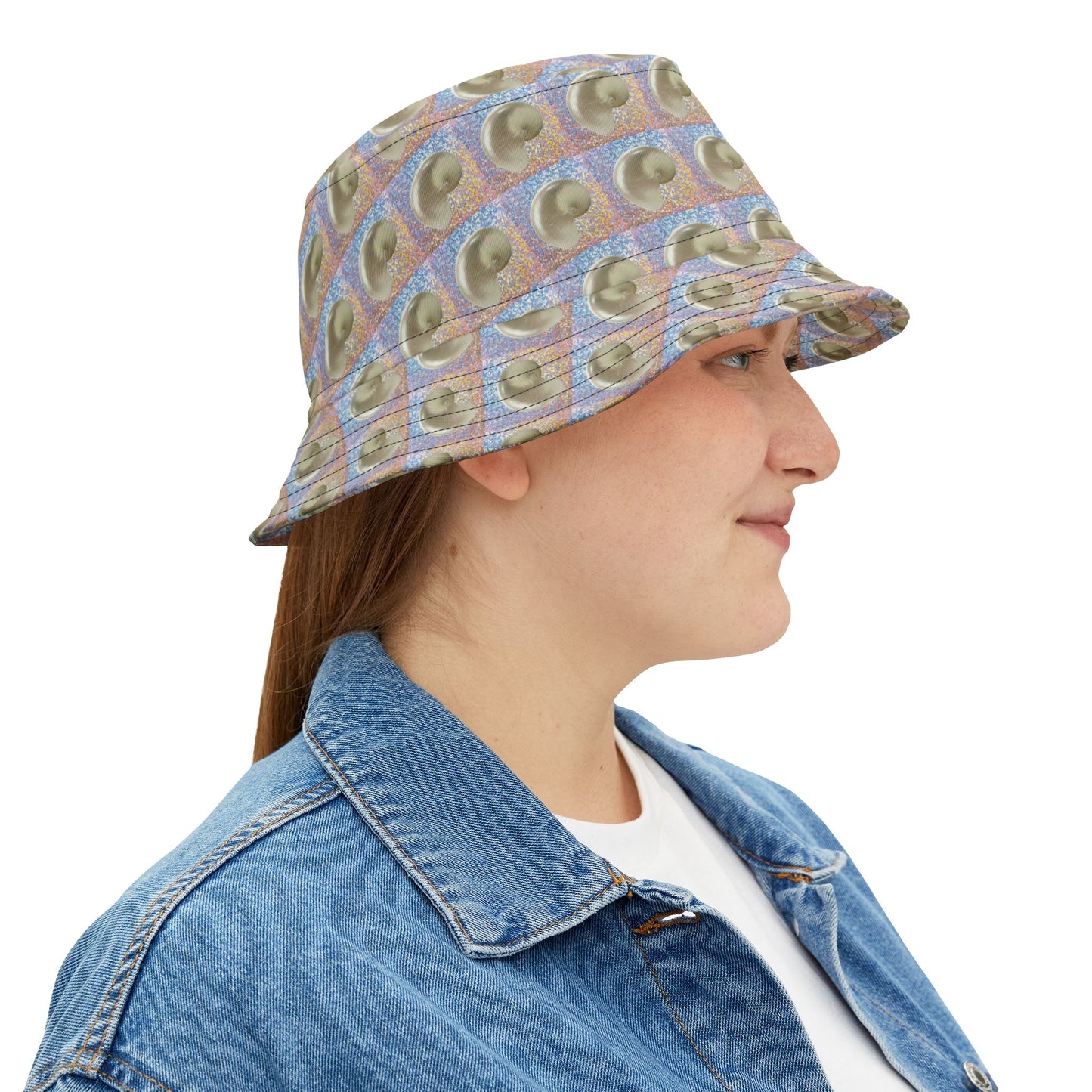 Tropical Polyester Bucket Hat, 2 Sizes - Disco Nautilus Shell