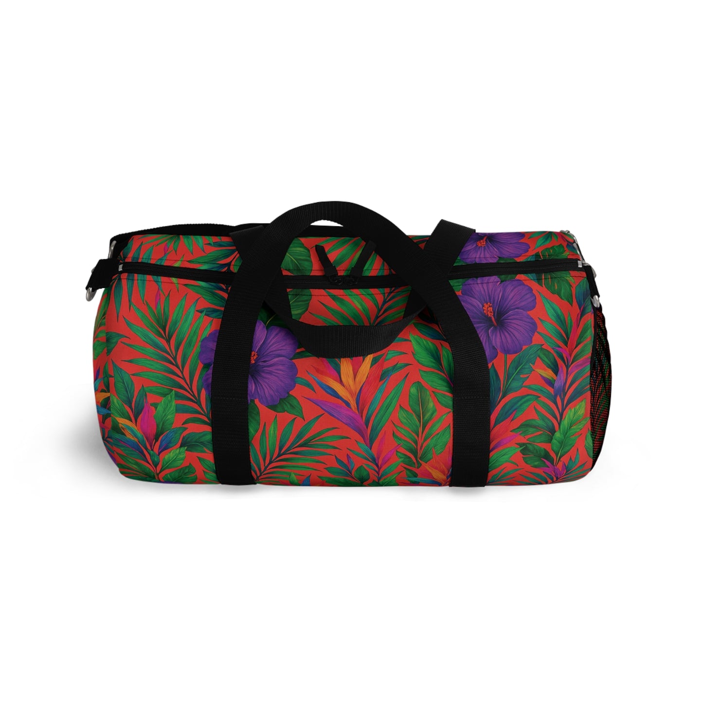 Tropical Rainforest Duffel Bag - Perfect for Travel and Gym / Midnight Flowers Coral