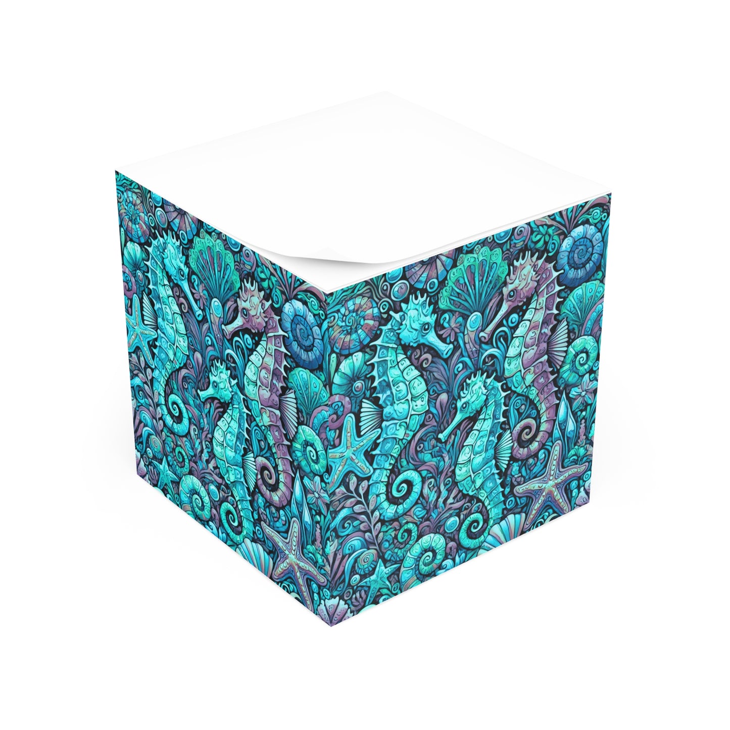 Note Cube - Seahorse Trio/Turquoise