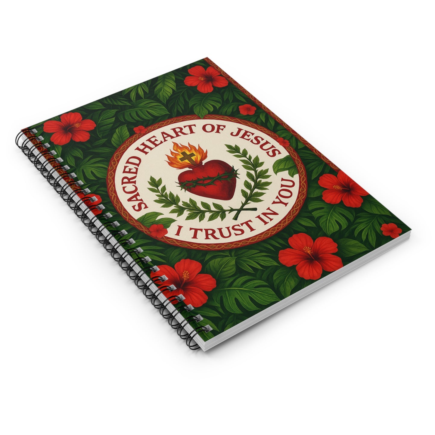 Religious Tropical Vibes Spiral Notebook - Ruled Line for Creative Souls / Sacred Heart of Jesus