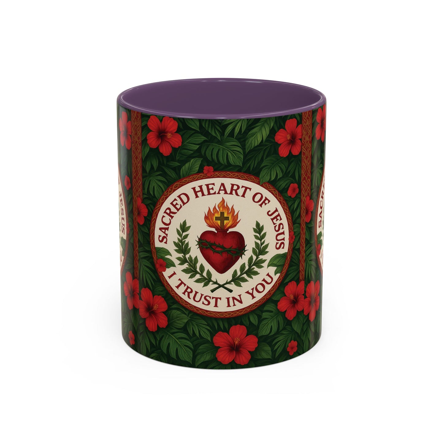 Religious Accent Color Coffee Mug (11, 15oz) / Sacred Heart of Jesus Prayer, Various Colors