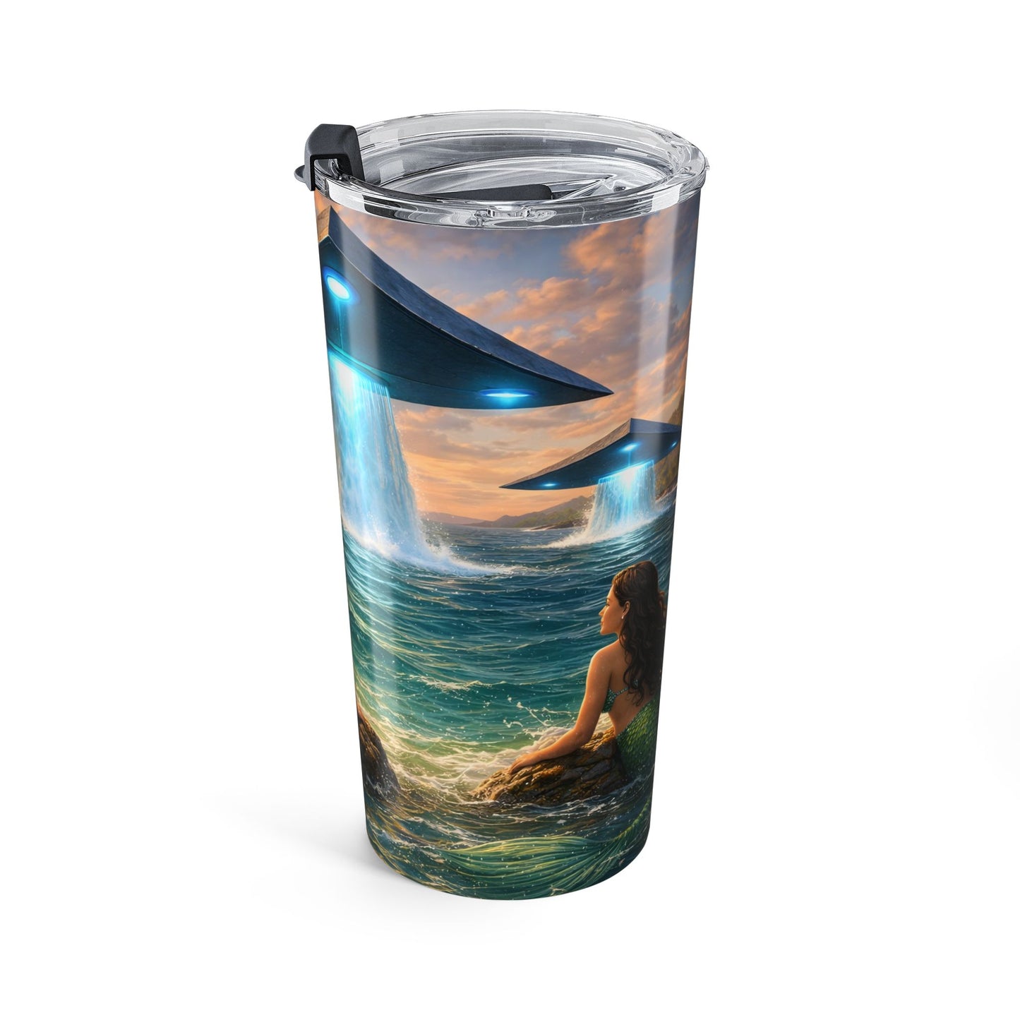 Mermaid & UFO 20oz Tumbler — Surreal Ocean Coffee Drinkware