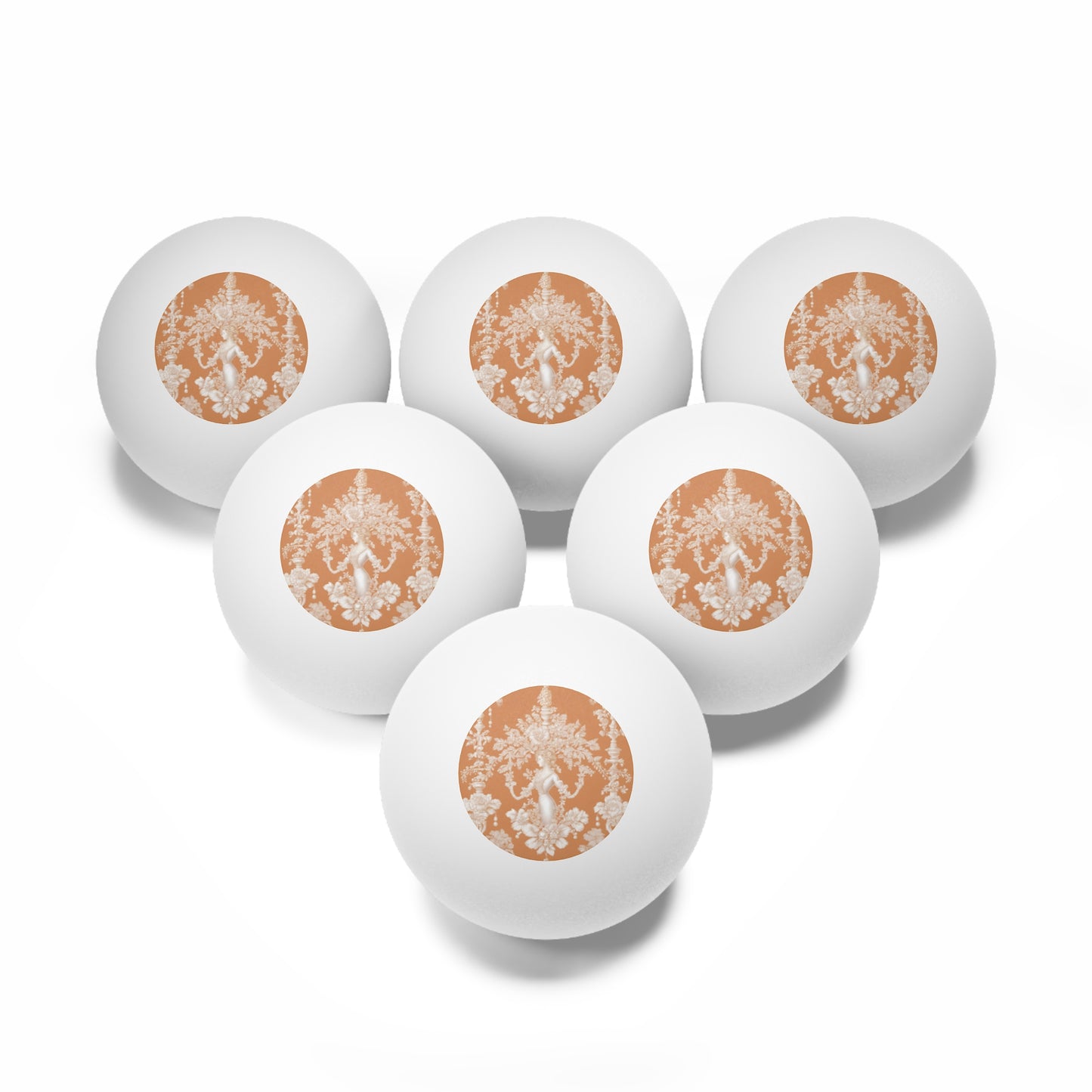 Tropical Paradise Ping Pong Balls - 6 Pack with Pearl Lady Toile Melon
