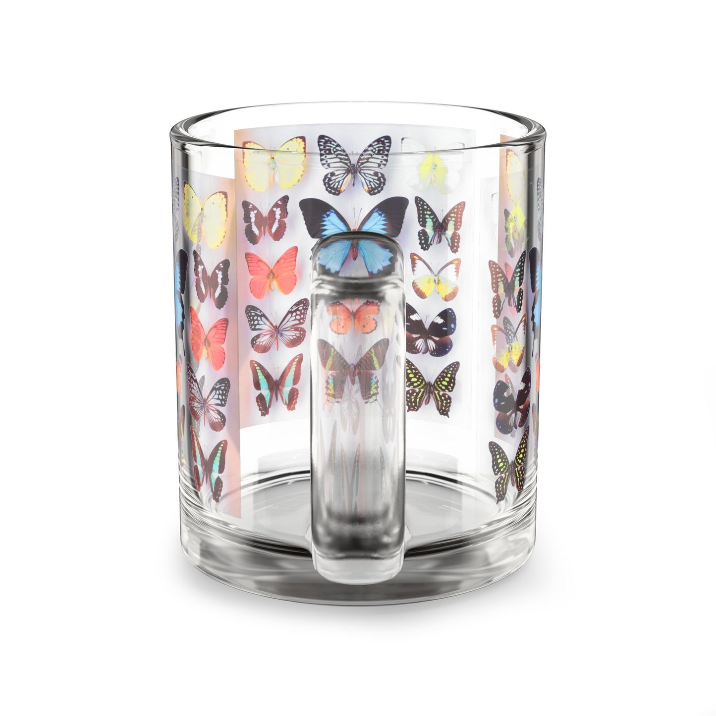 Tropical Glass Mug - 10oz Coffee Cup / Butterfly Collection