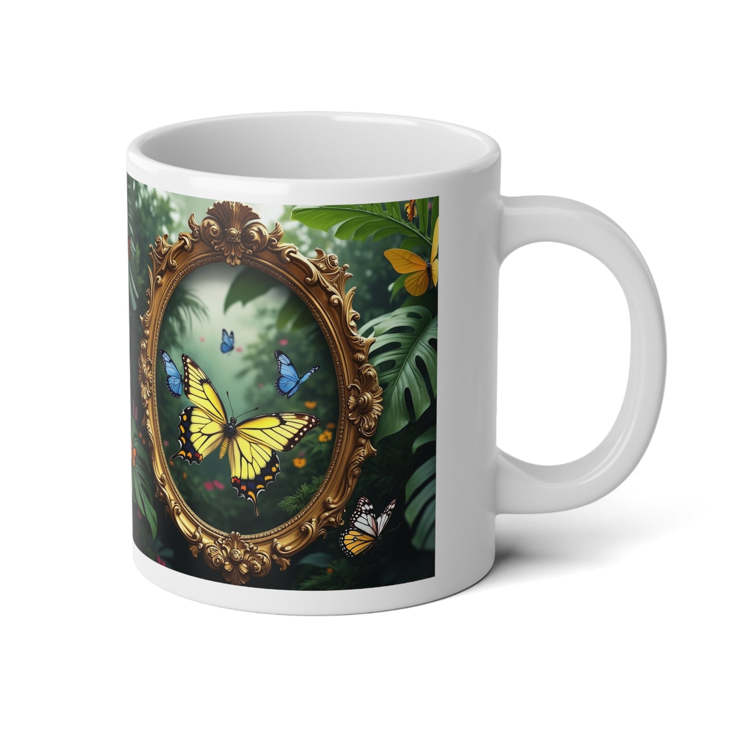 Jumbo Mug, 20oz, Framed Butterfly Party | Tropical Coffee Cup